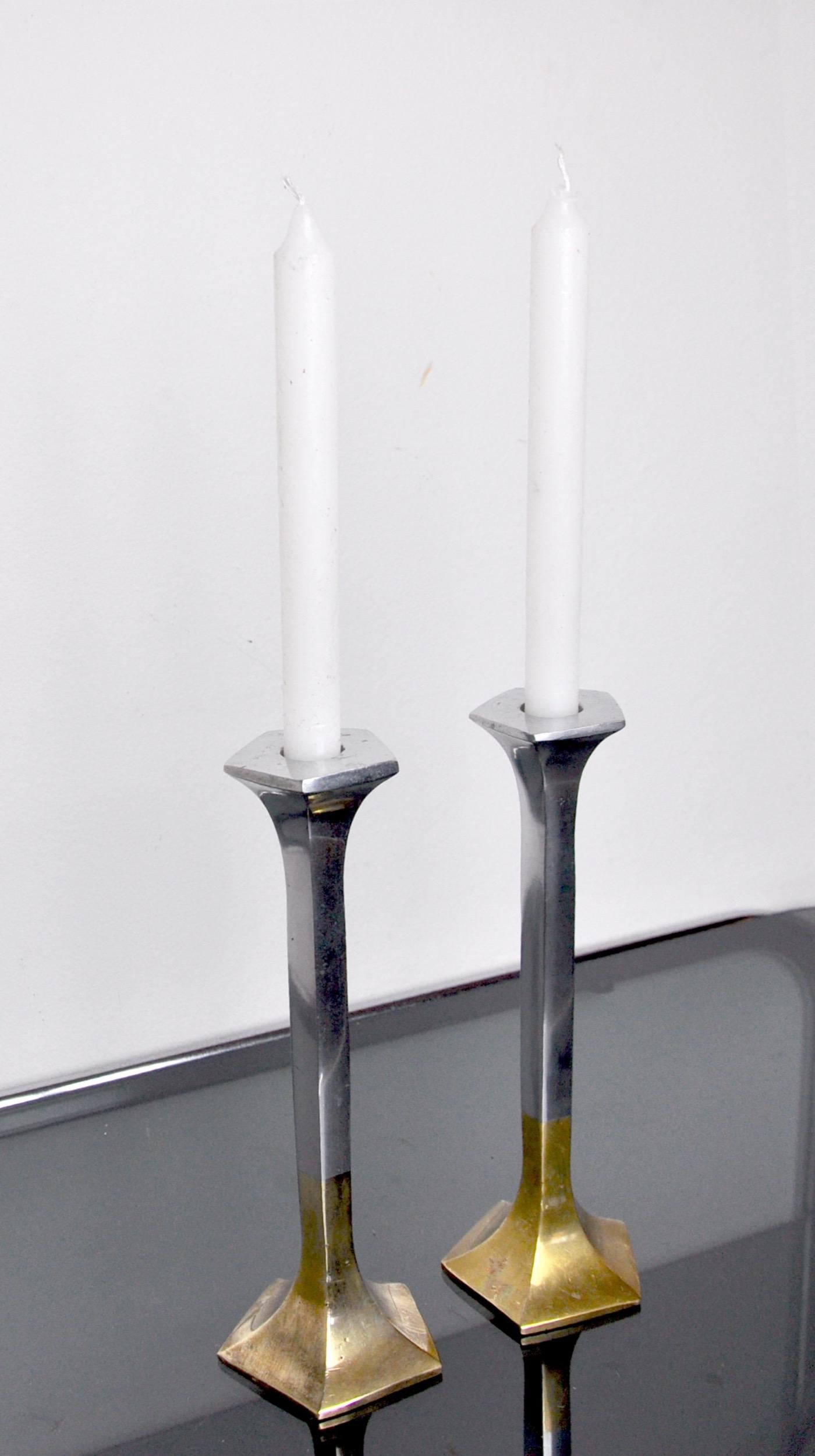 Pair of Brutalist Candlesticks by David Marshall, Spain, circa 1980 In Good Condition For Sale In BARCELONA, ES