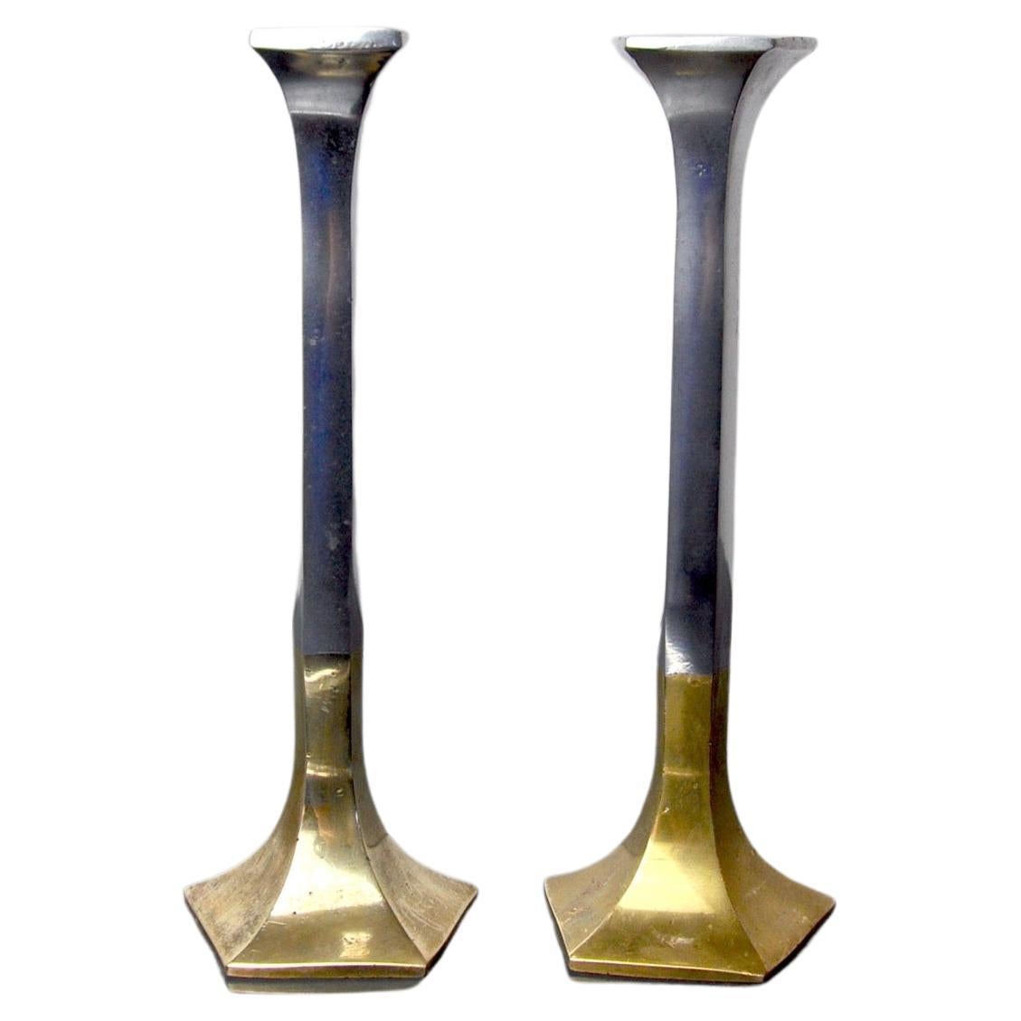Pair of Brutalist Candlesticks by David Marshall, Spain, circa 1980 For Sale