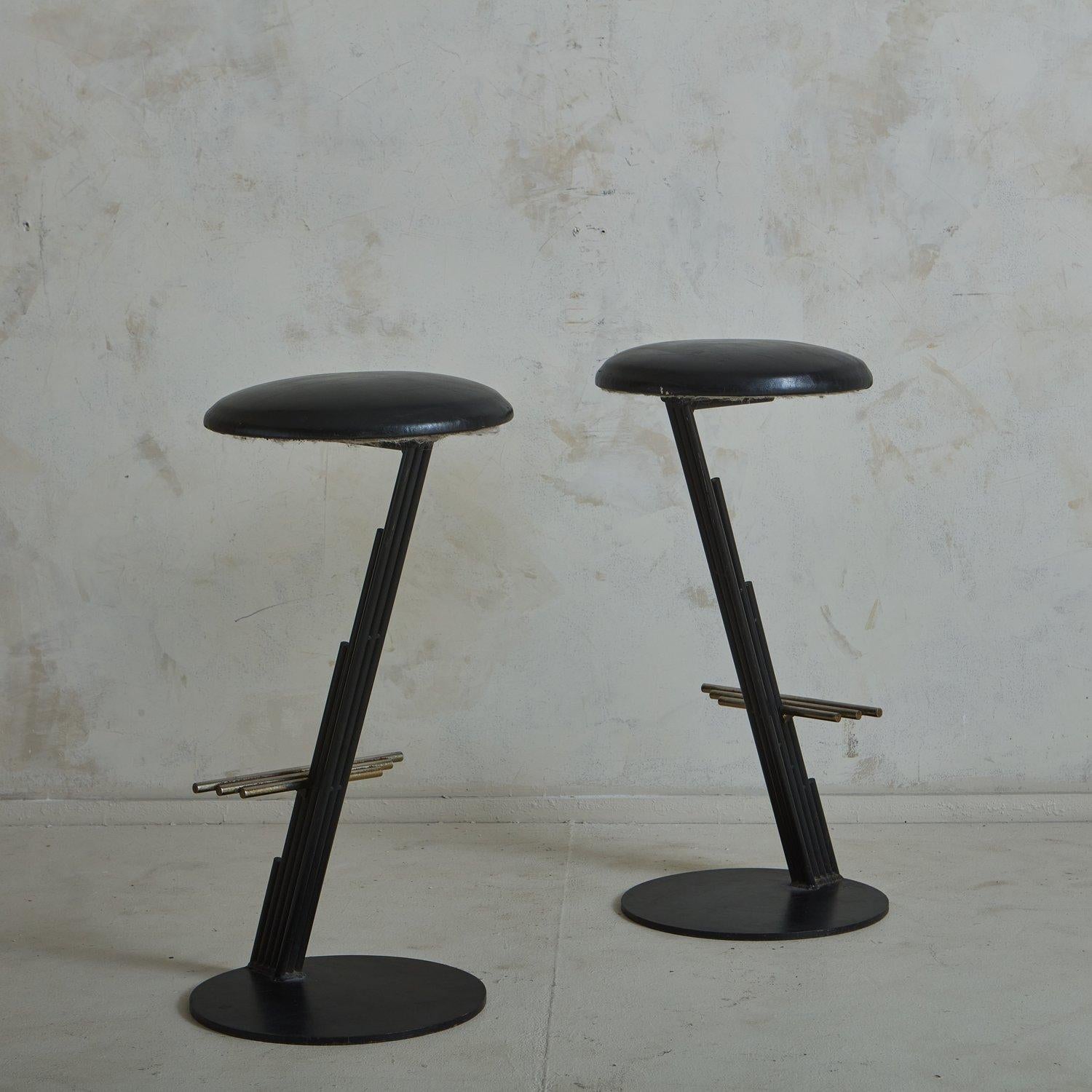American Pair of Brutalist Cantilever Stools By Curtis Jere, 1980s For Sale