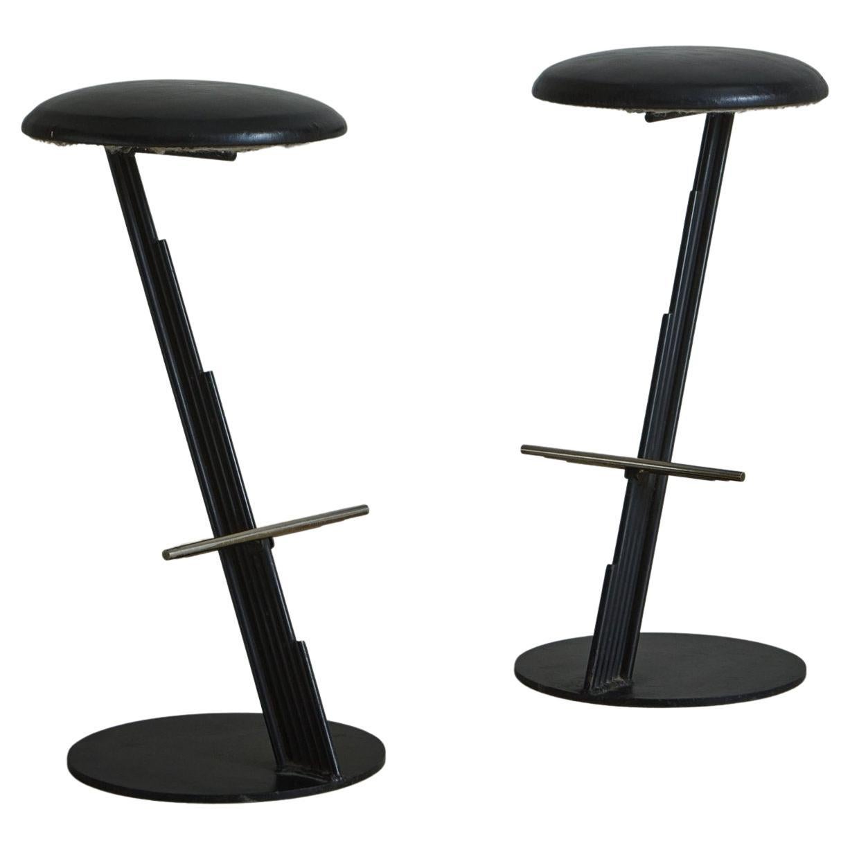 Pair of Brutalist Cantilever Stools By Curtis Jere, 1980s For Sale