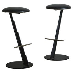 Vintage Pair of Brutalist Cantilever Stools By Curtis Jere, 1980s