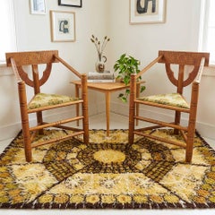Pair of Brutalist Carved Oak Monk Chairs, Sweden, Early 20th Century