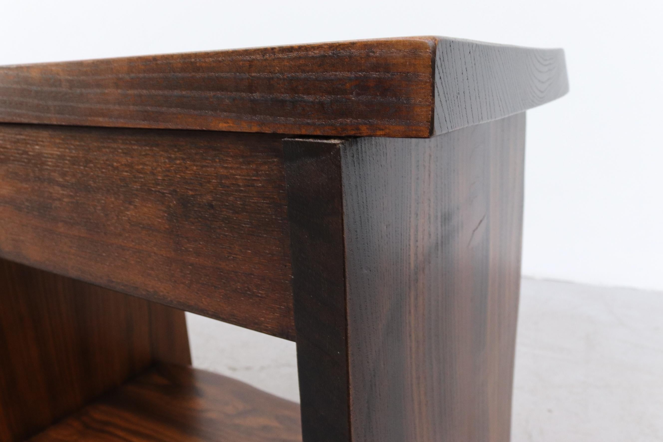 Pair of Brutalist Carved Oak Night Stands 6