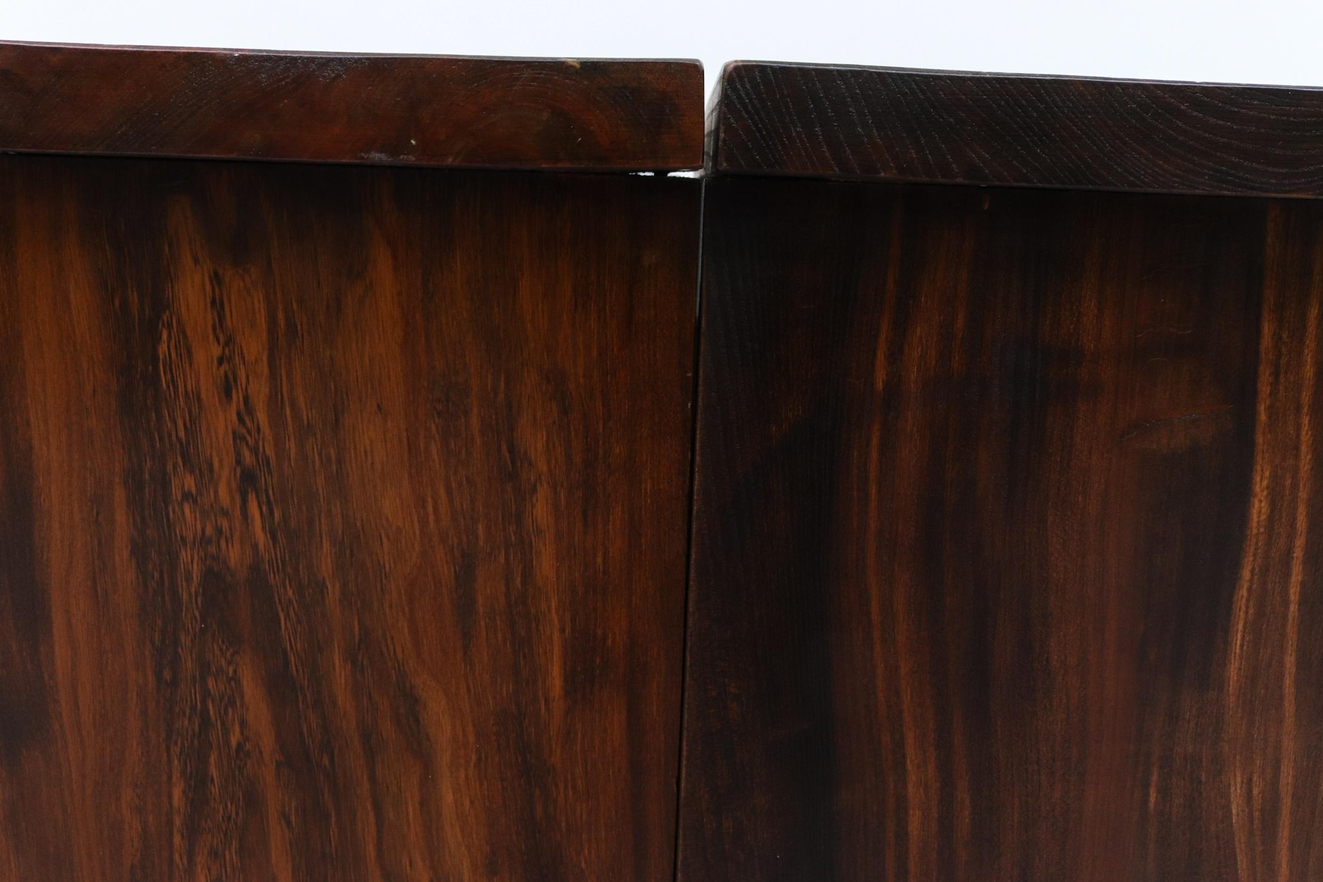 Pair of Brutalist Carved Oak Night Stands 8
