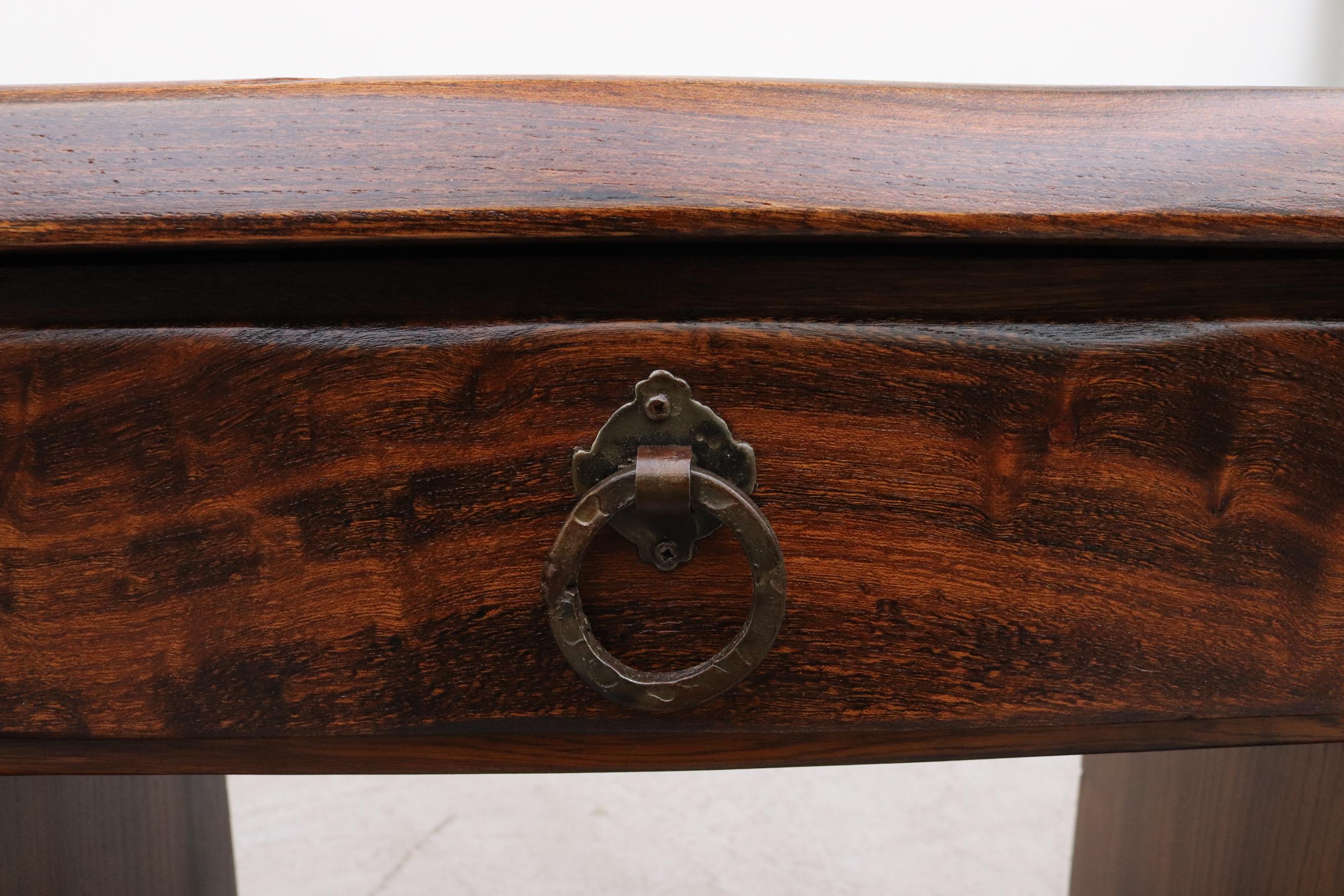 Pair of Brutalist Carved Oak Night Stands 14