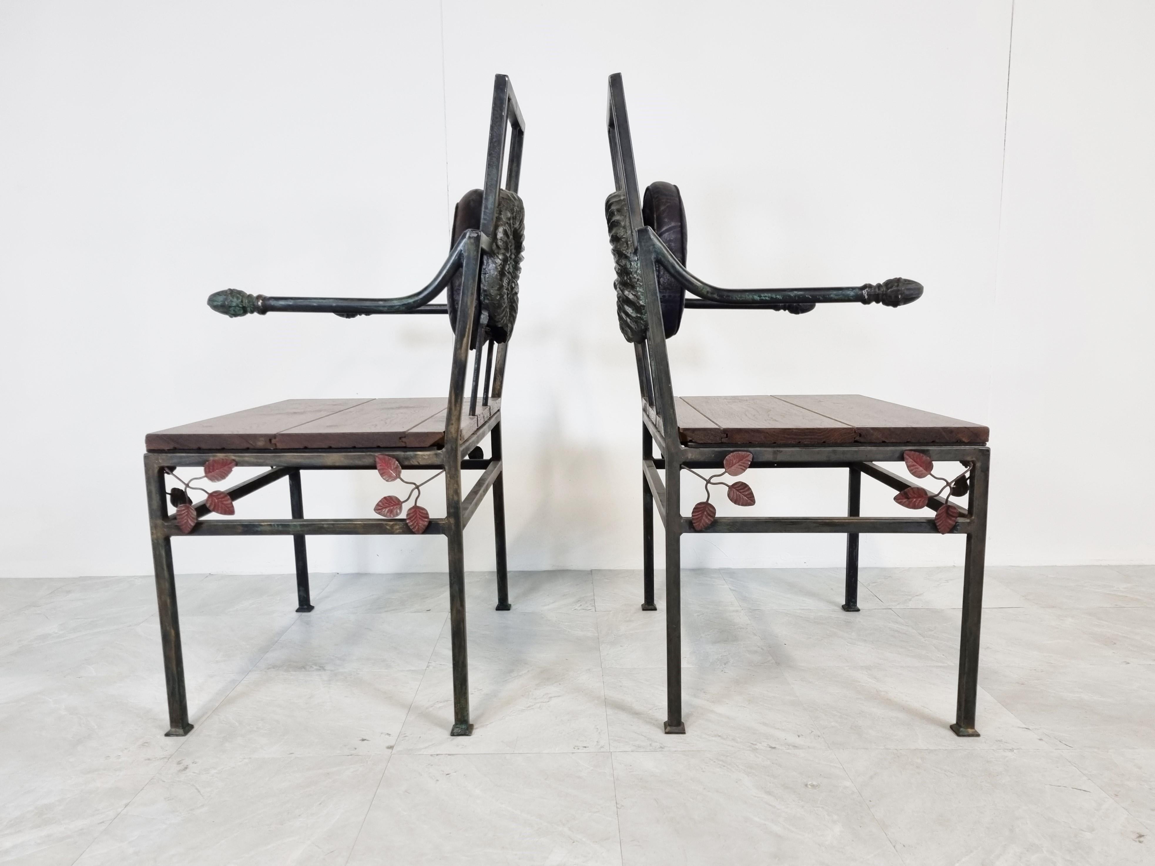 Pair of Brutalist Cast Metal Armchairs, 1970s In Good Condition In HEVERLEE, BE