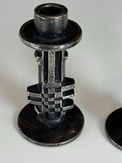 Pareja de Candelabros Brutalistas de Acero Inoxidable Fundido de Olav Joa, Noruega Años 70
