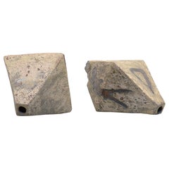 Pair of Brutalist Ceramic Octahedron Sculptures