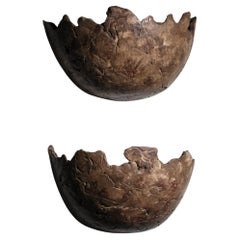 pair of brutalist ceramic sconces