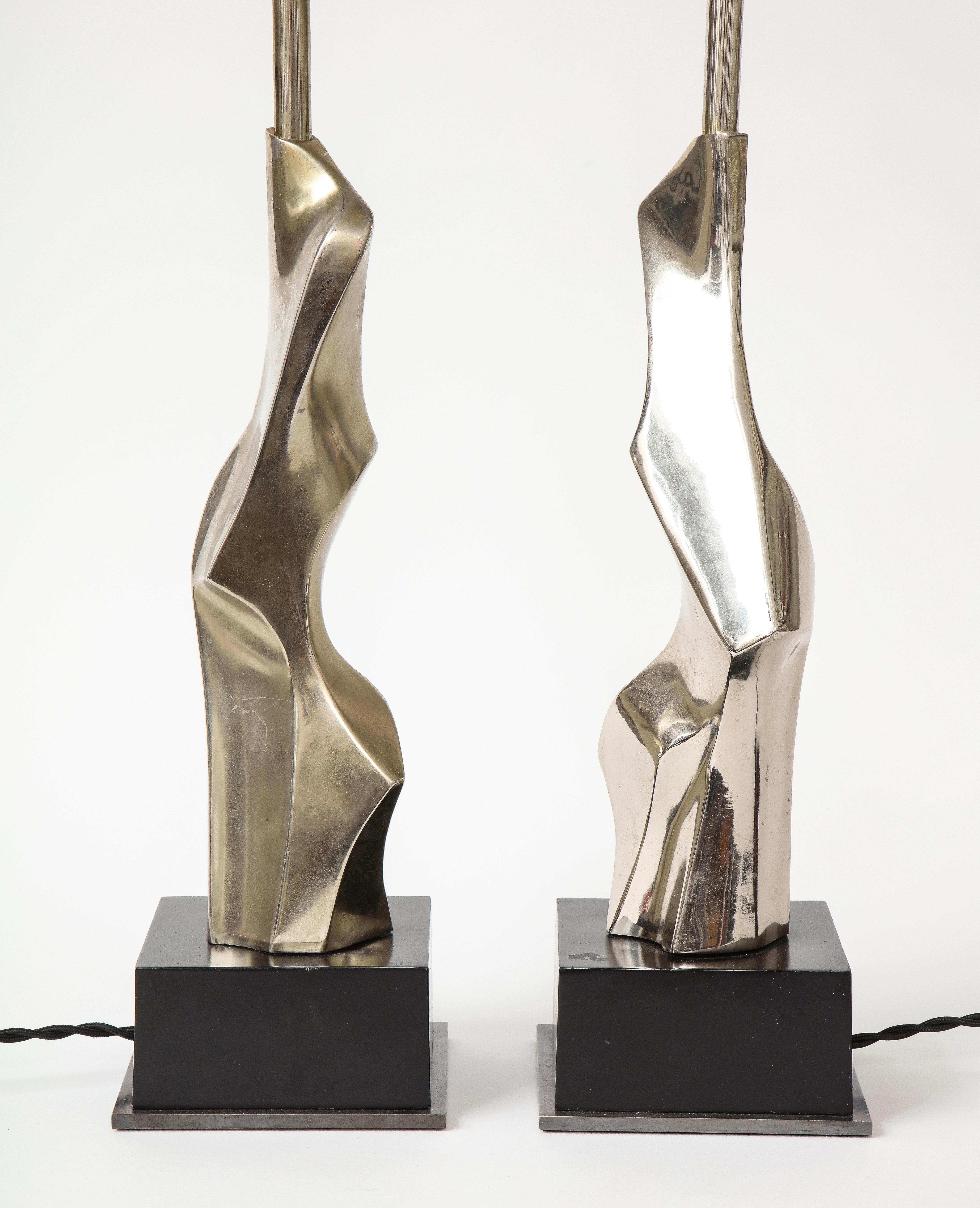 Pair of Brutalist Chrome Table Lamps by Richard Barr for Laurel, c. 1960s 6