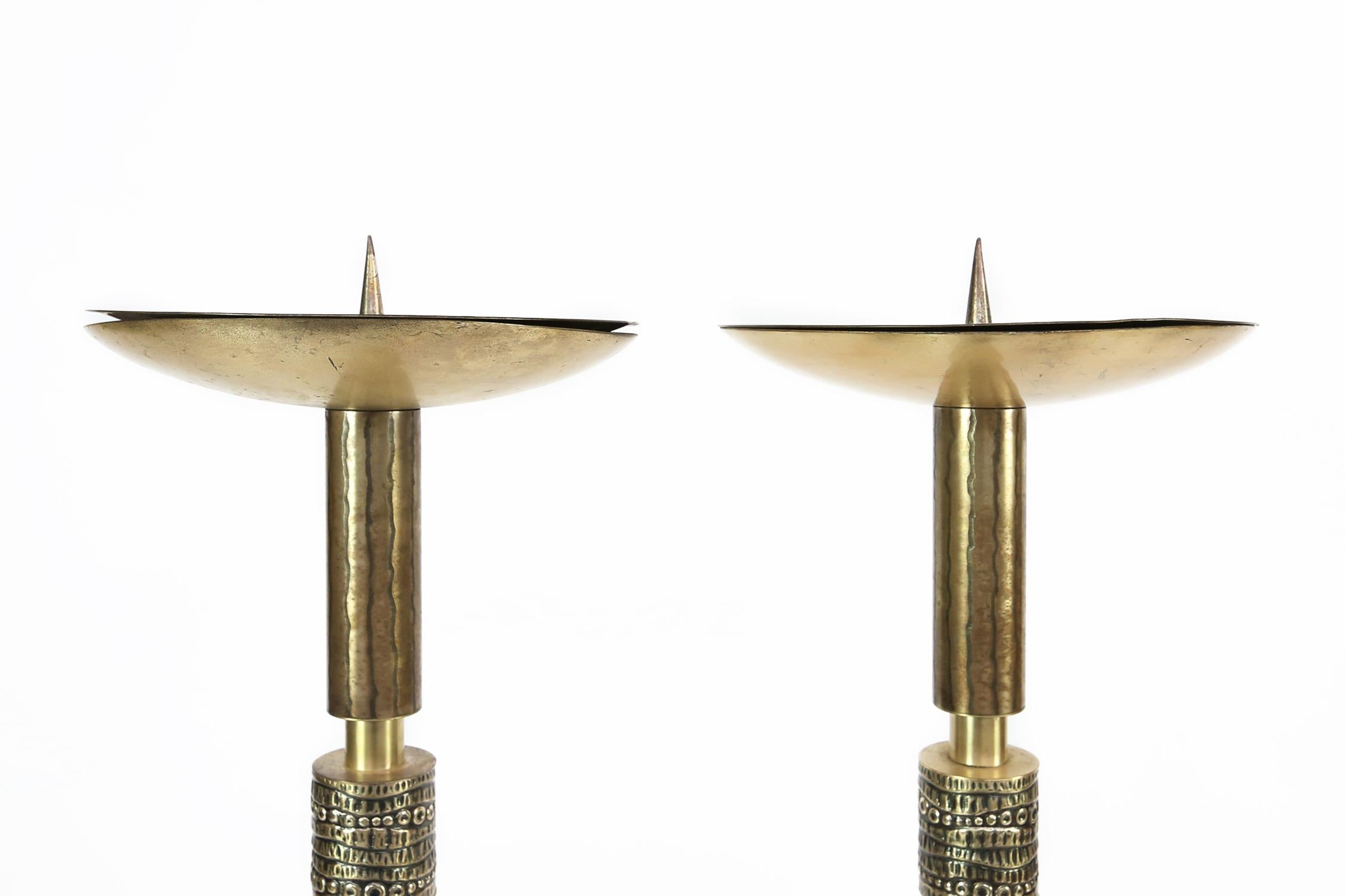 Belgian Pair of Brutalist Church Candleholders, Attributed to Willy Luyckx Belgium 1970s