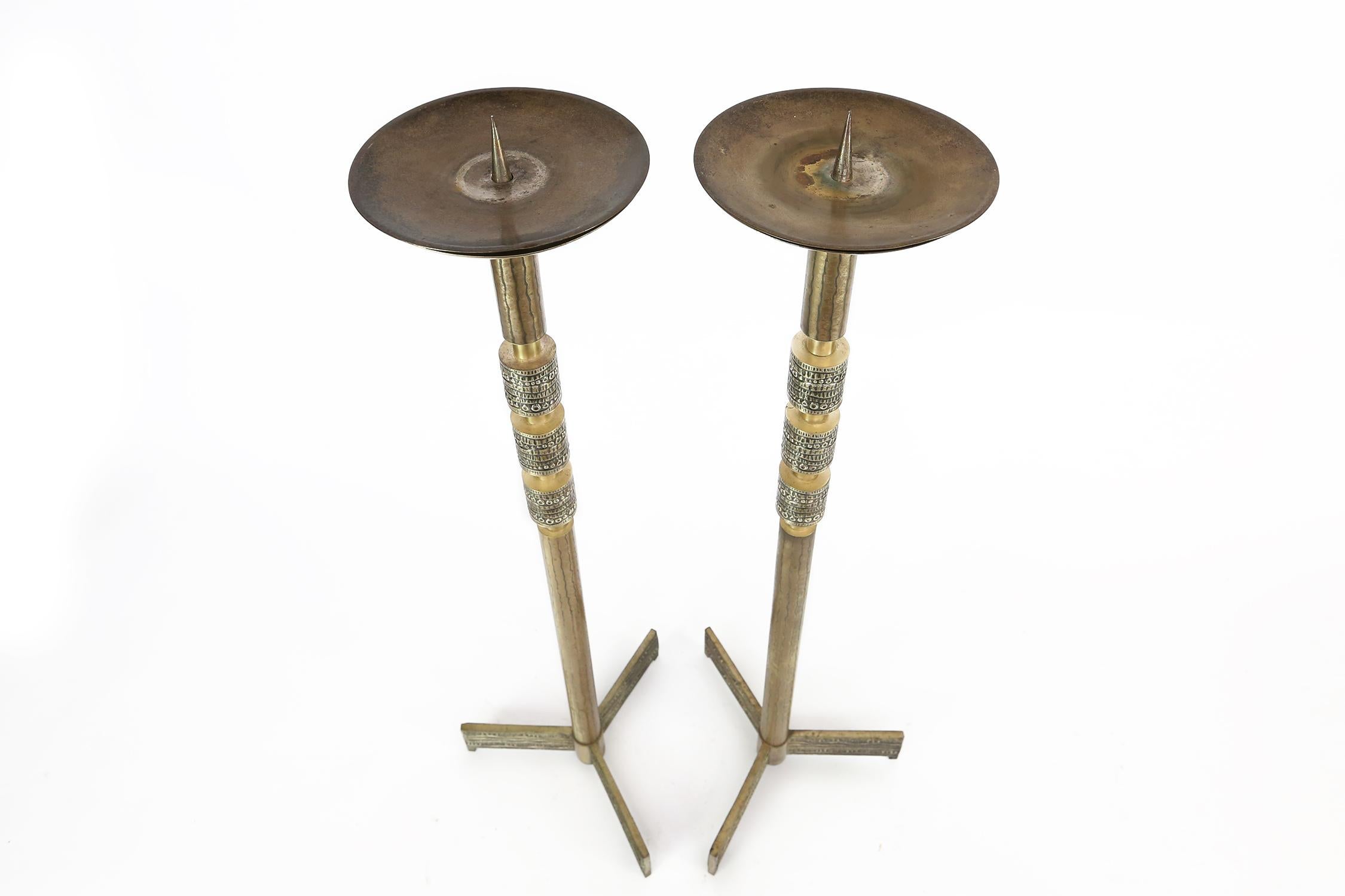 Pair of Brutalist Church Candleholders, Attributed to Willy Luyckx Belgium 1970s In Good Condition In Ghent, BE