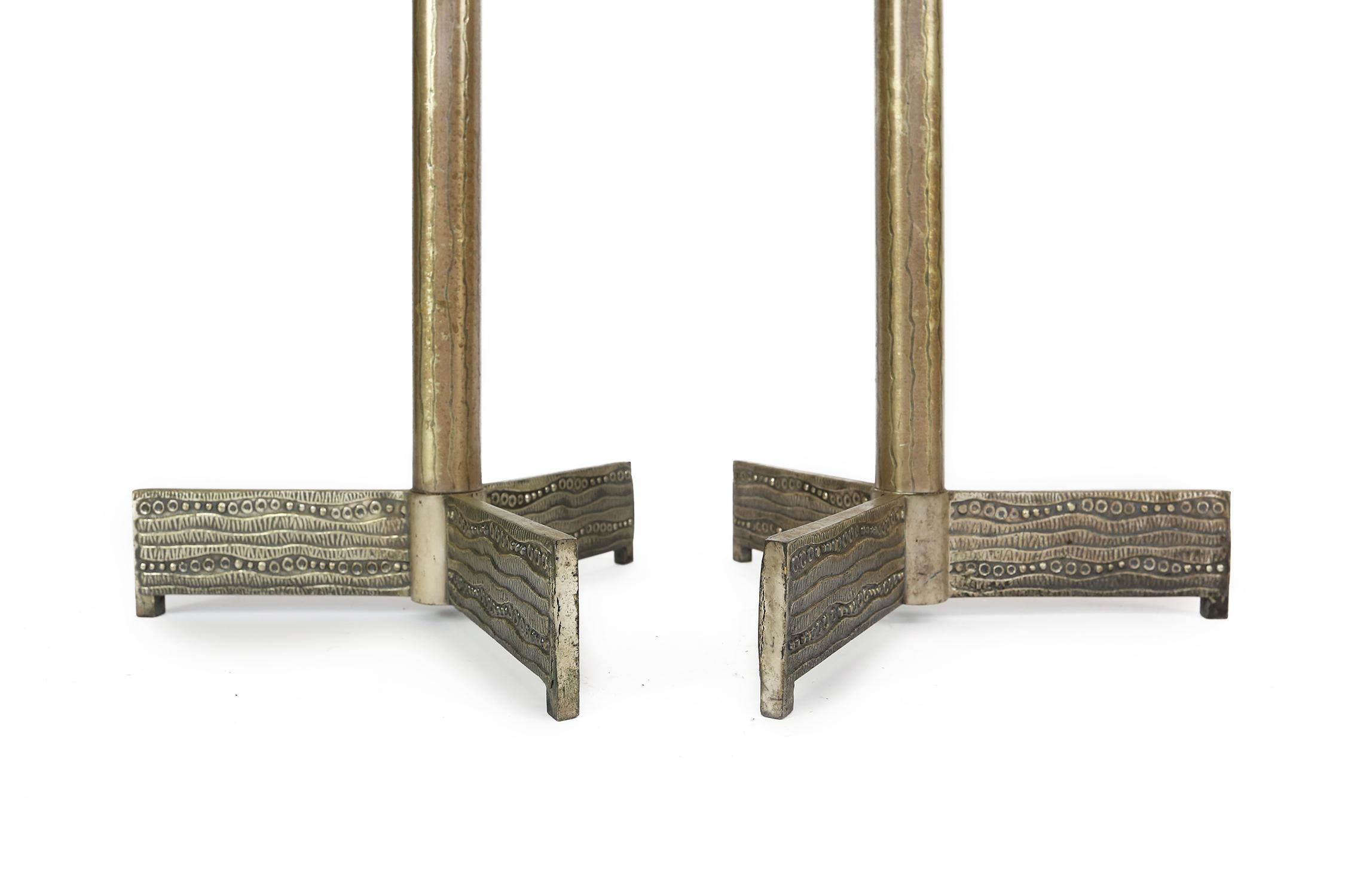 Aluminum Pair of Brutalist Church Candleholders, Attributed to Willy Luyckx Belgium 1970s
