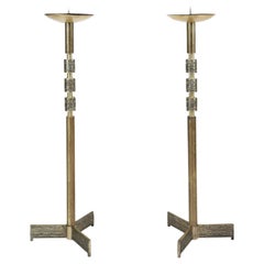 Pair of Brutalist Church Candleholders, Attributed to Willy Luyckx Belgium 1970s