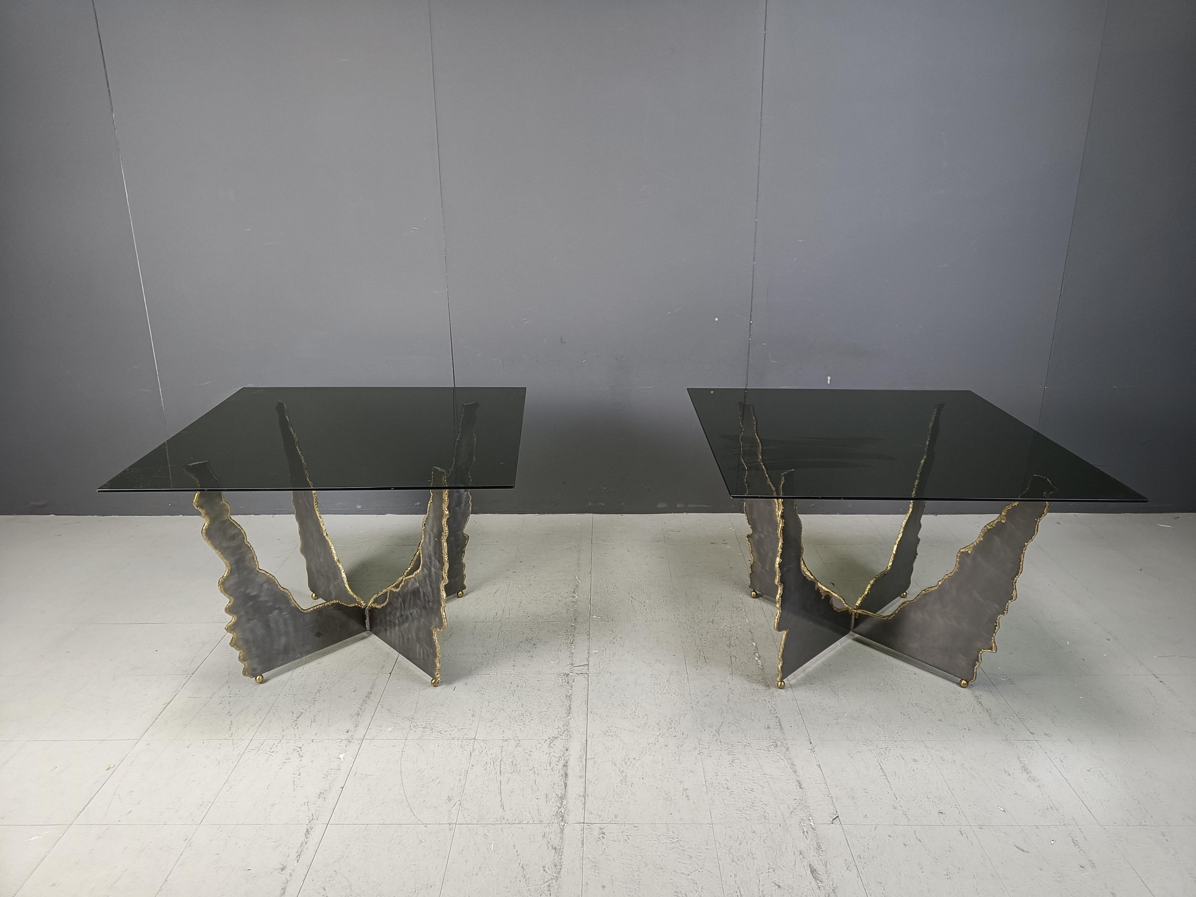 Belgian Pair of Brutalist coffee tables, 1970s For Sale