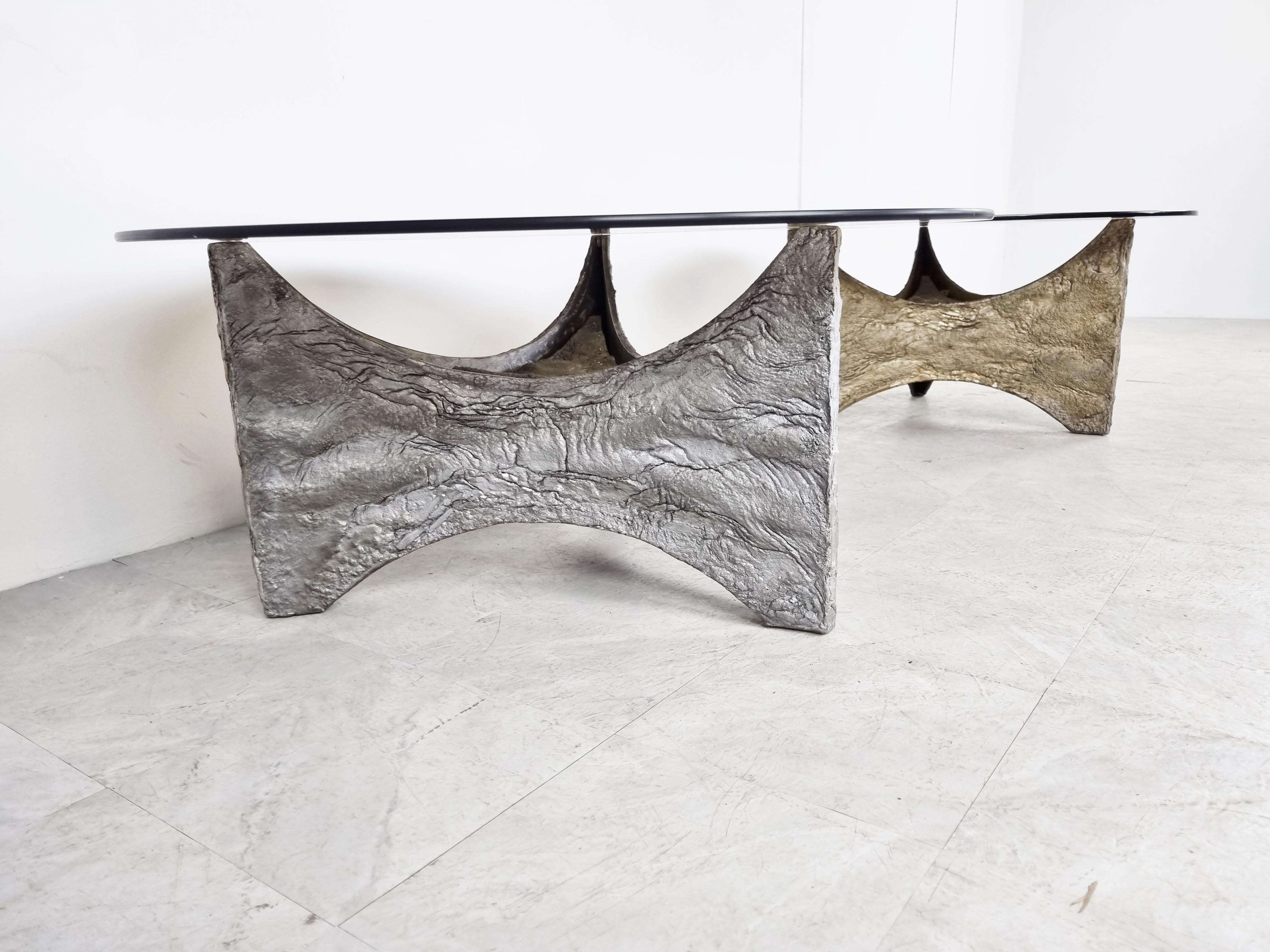 Belgian Pair of Brutalist Coffee Tables, 1970s For Sale