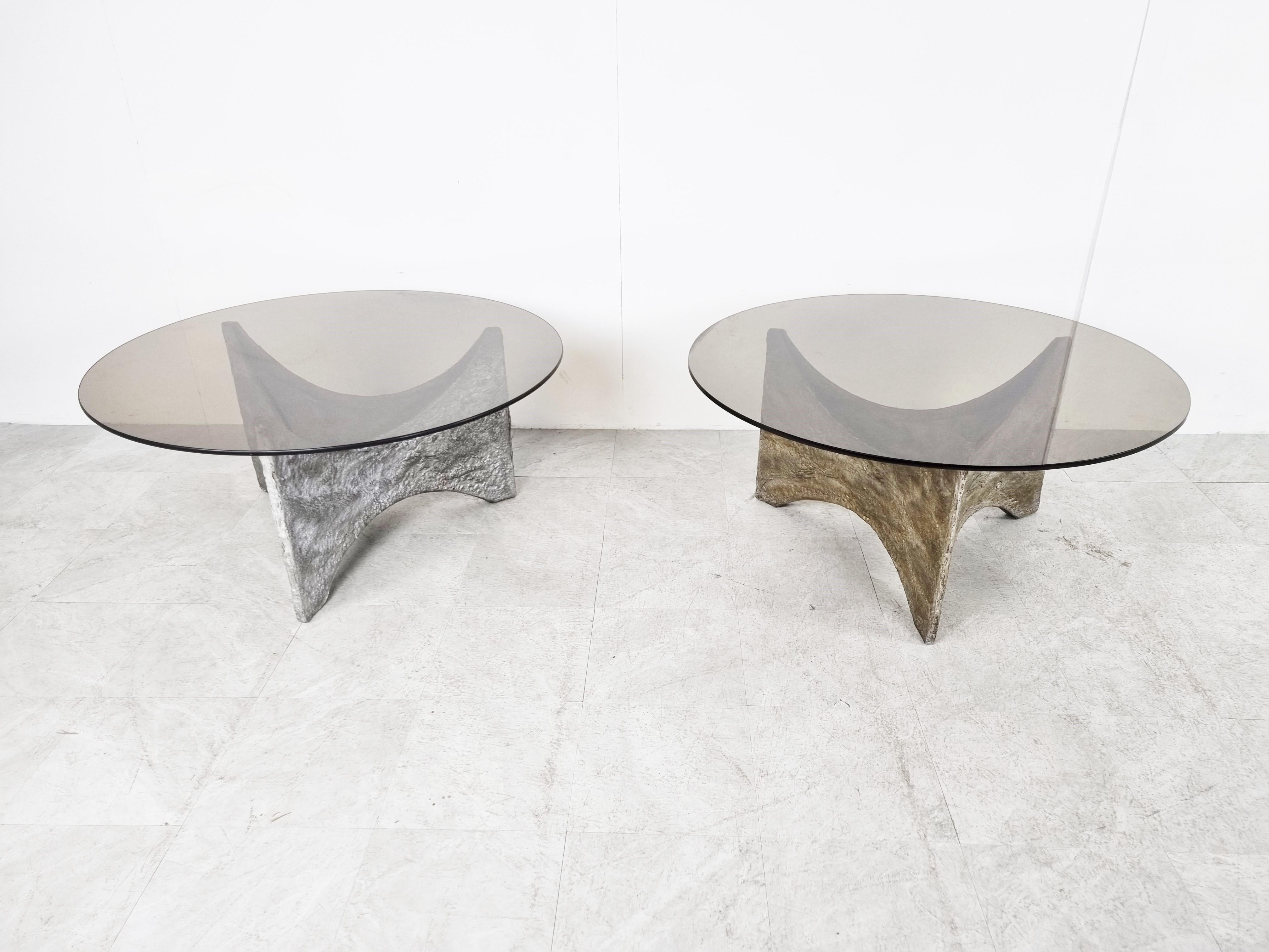 Late 20th Century Pair of Brutalist Coffee Tables, 1970s For Sale