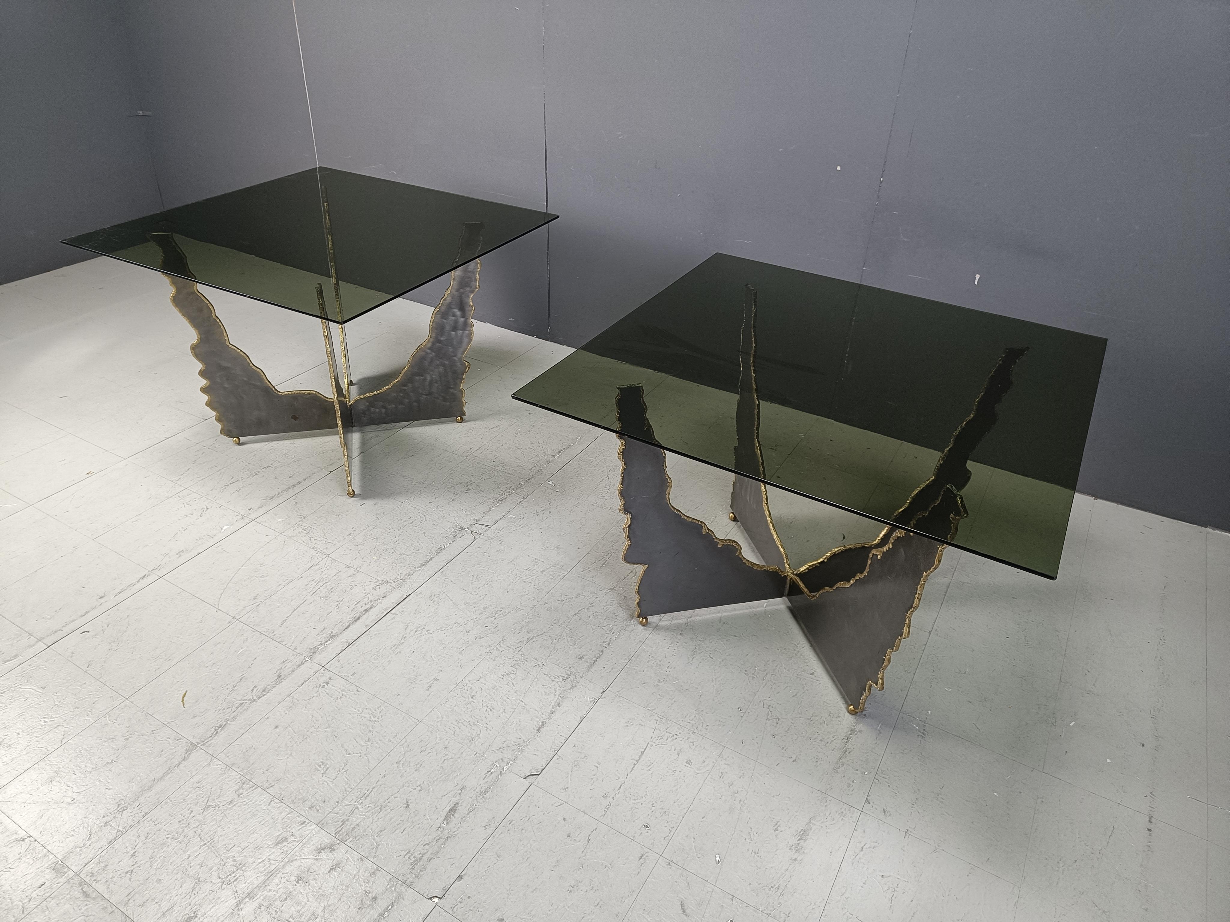 Pair of Brutalist coffee tables, 1970s For Sale 1