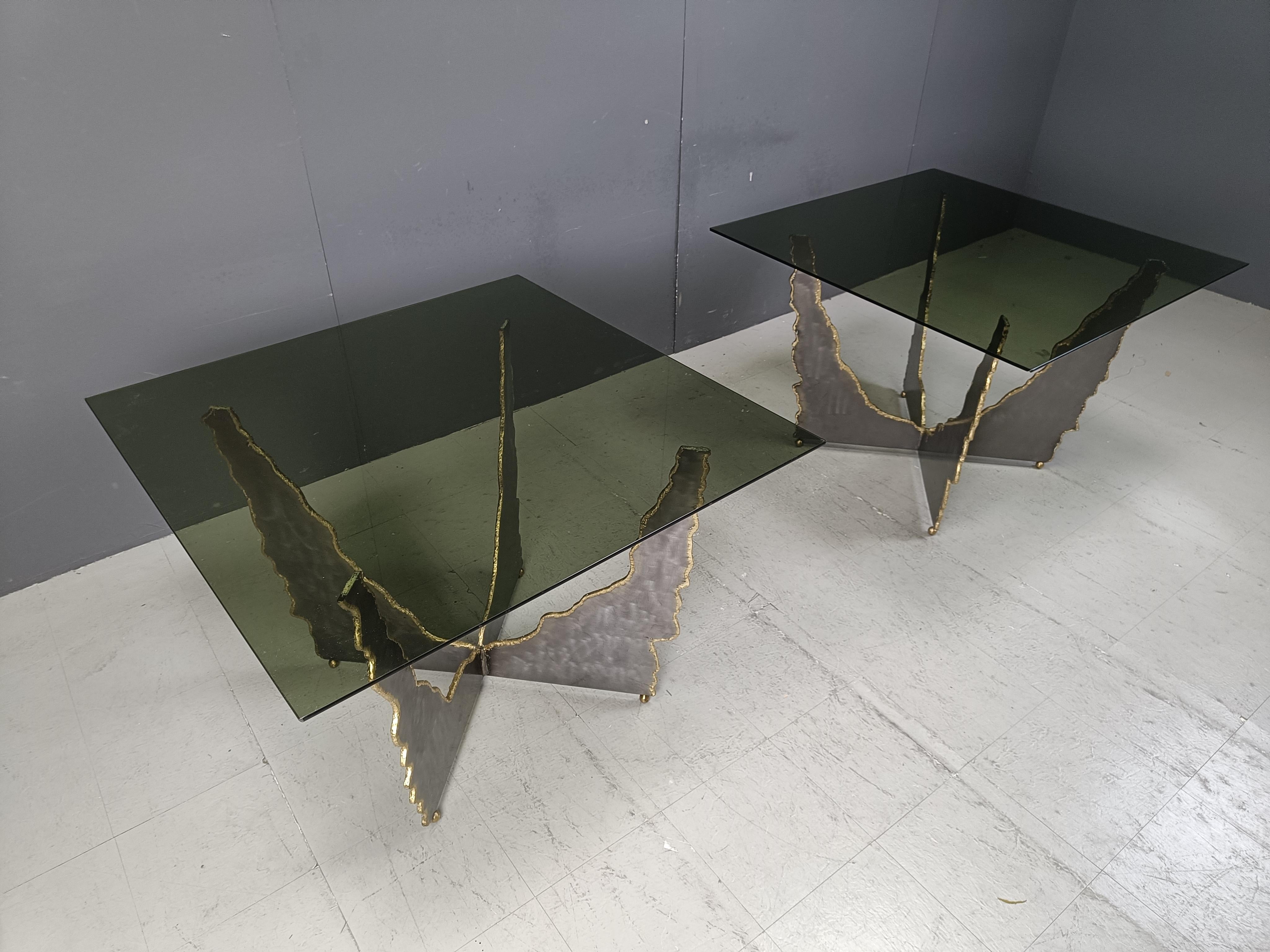 Pair of Brutalist coffee tables, 1970s For Sale 2