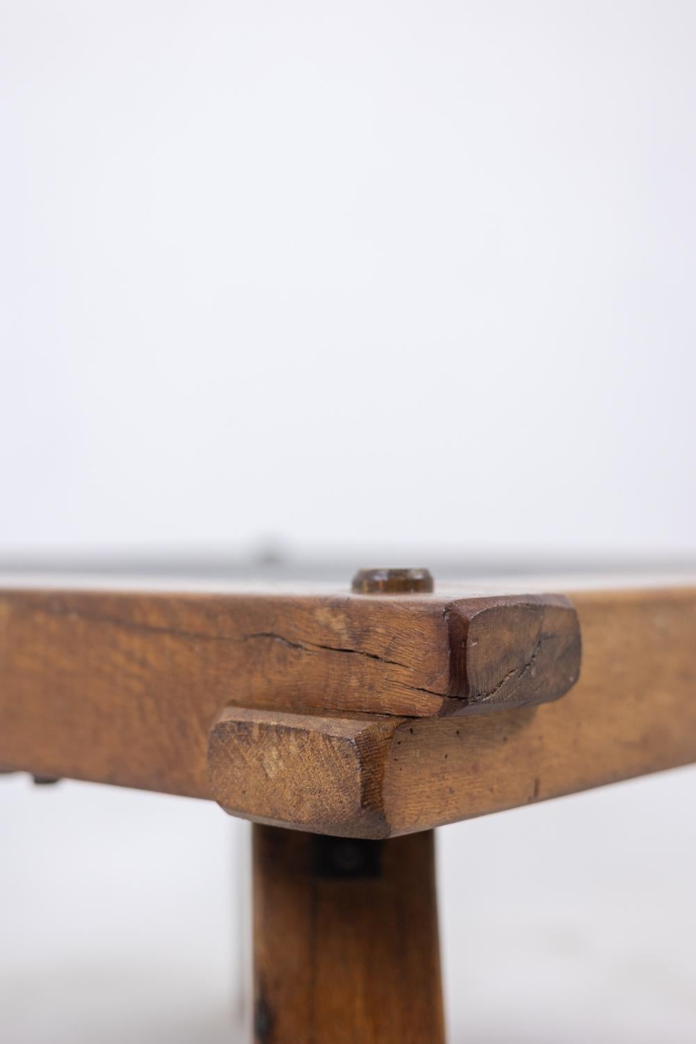 Belgian Pair of Brutalist coffee tables in oak and slate. Circa 1960. For Sale