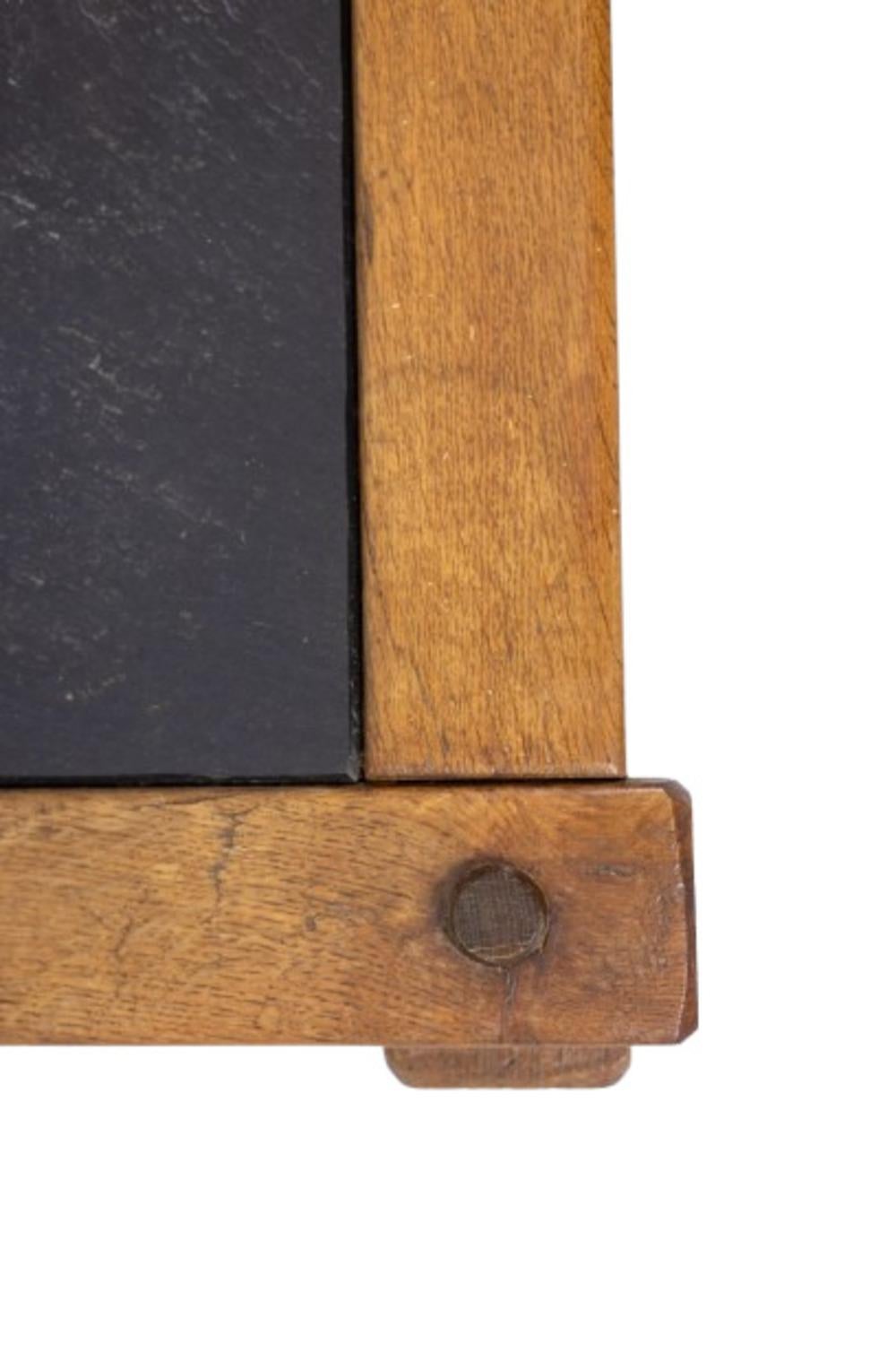 Pair of Brutalist coffee tables in oak and slate. Circa 1960. For Sale 2