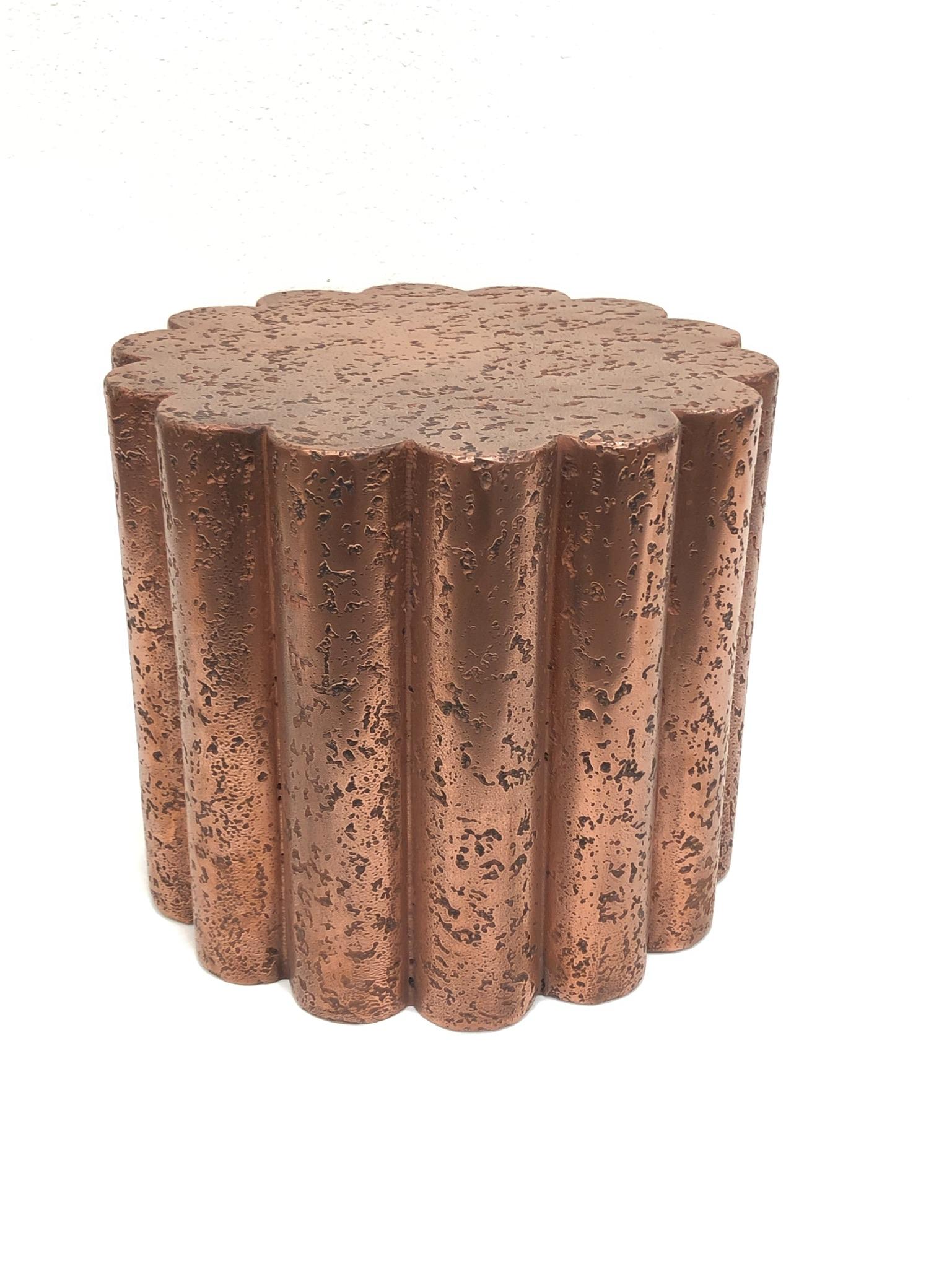 Pair of Brutalist Copper Flower Shape Side Tables by Steve Chase In Excellent Condition In Palm Springs, CA