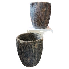 Pair of Brutalist Crucibles Pot Planter