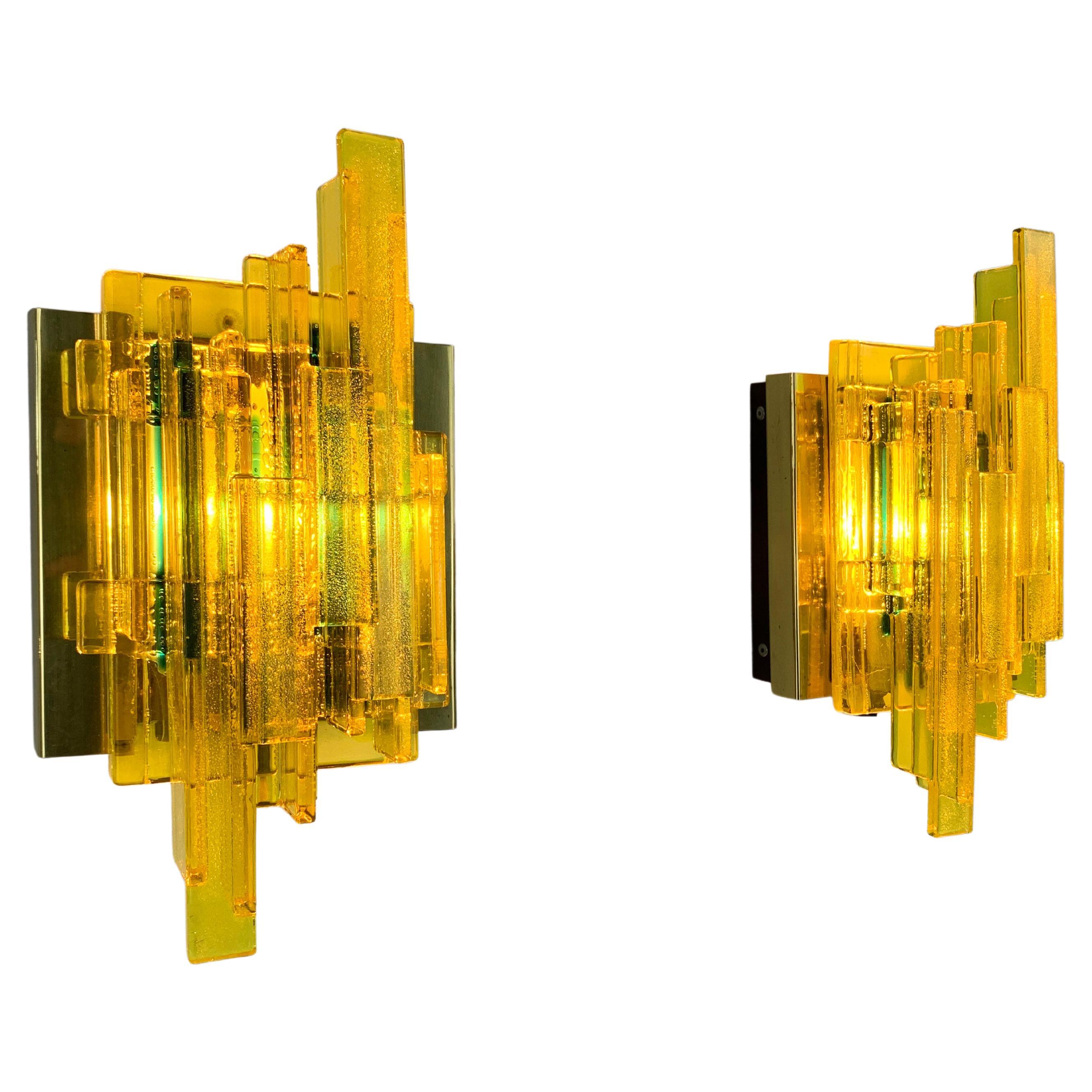 Pair of Brutalist Danish Wall Lamps by Claus Bolby for Cebo Industri, 1970s For Sale