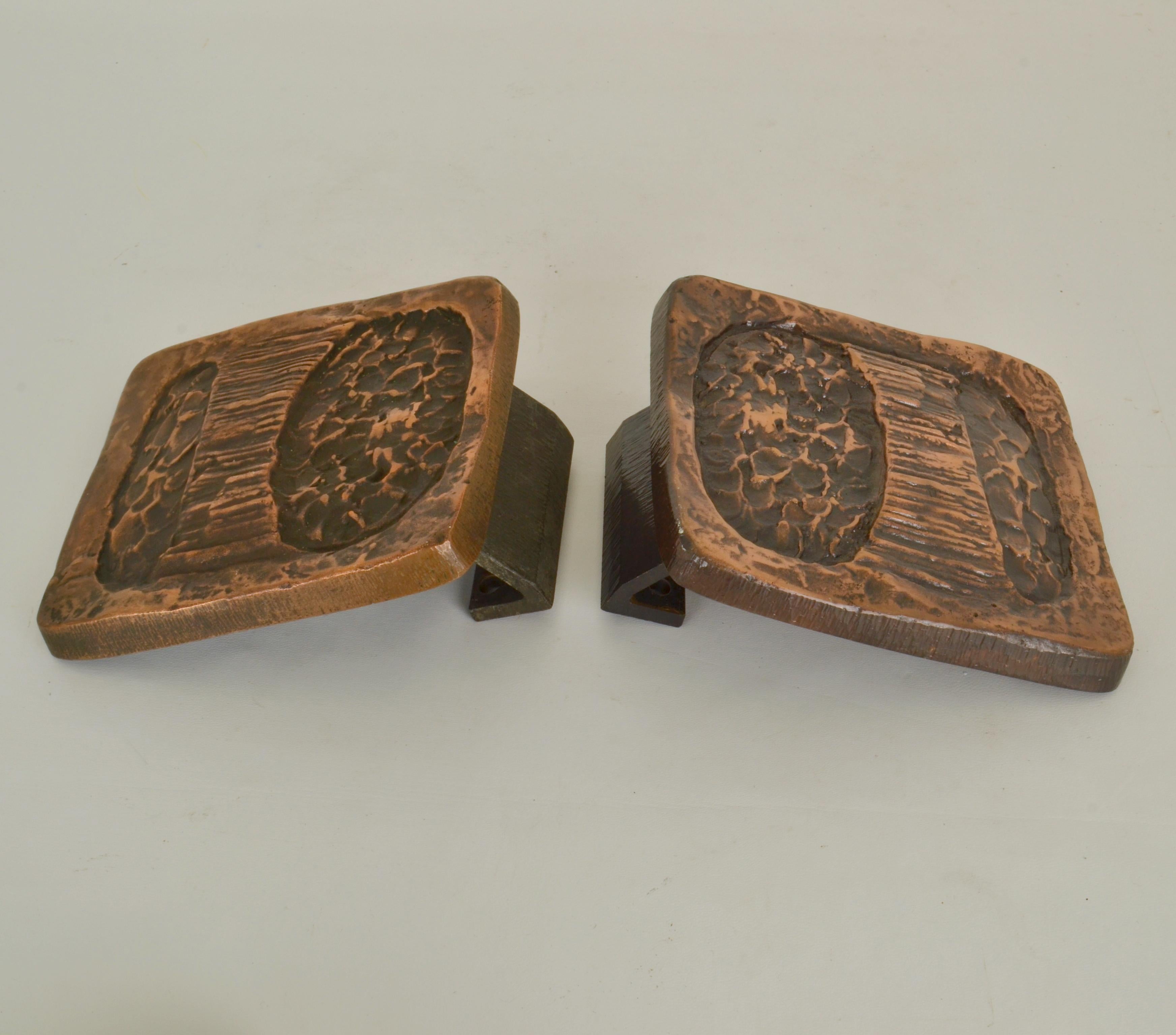 Architectural Square Abstract Bronze Push Pull Door Handle Pair In Excellent Condition For Sale In London, GB