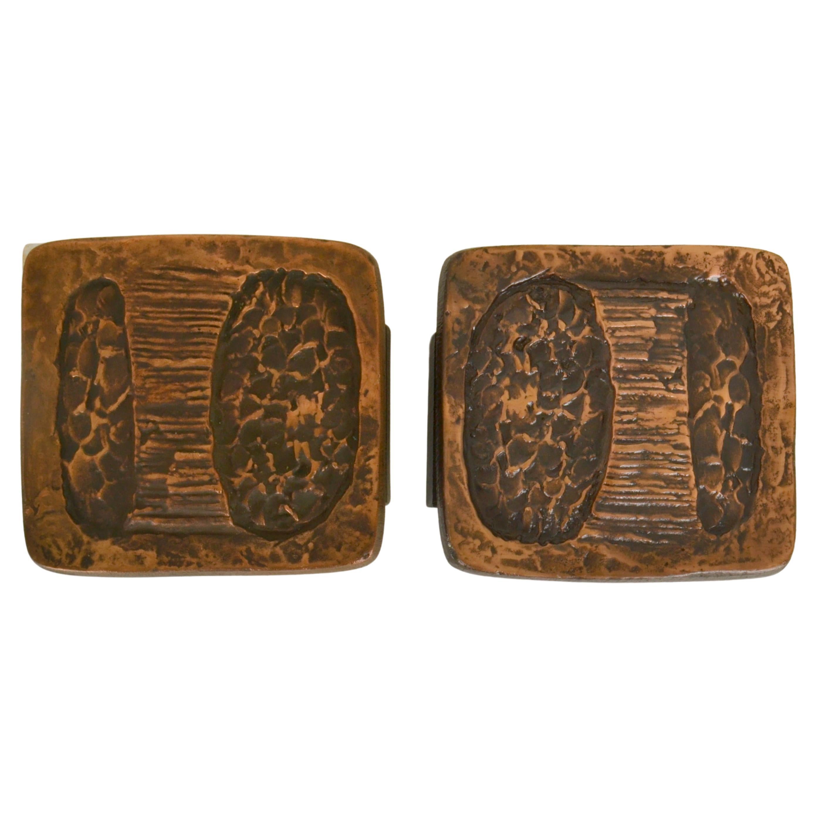 Architectural Square Abstract Bronze Push Pull Door Handle Pair For Sale