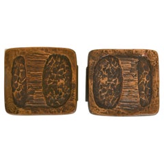 Architectural Square Abstract Bronze Push Pull Door Handle Pair