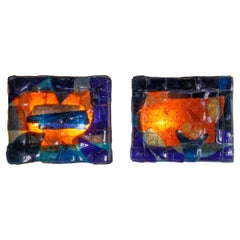 Pair of Brutalist Dutch Art Glass Wall Sconces by Studio Tetterode, 1960s