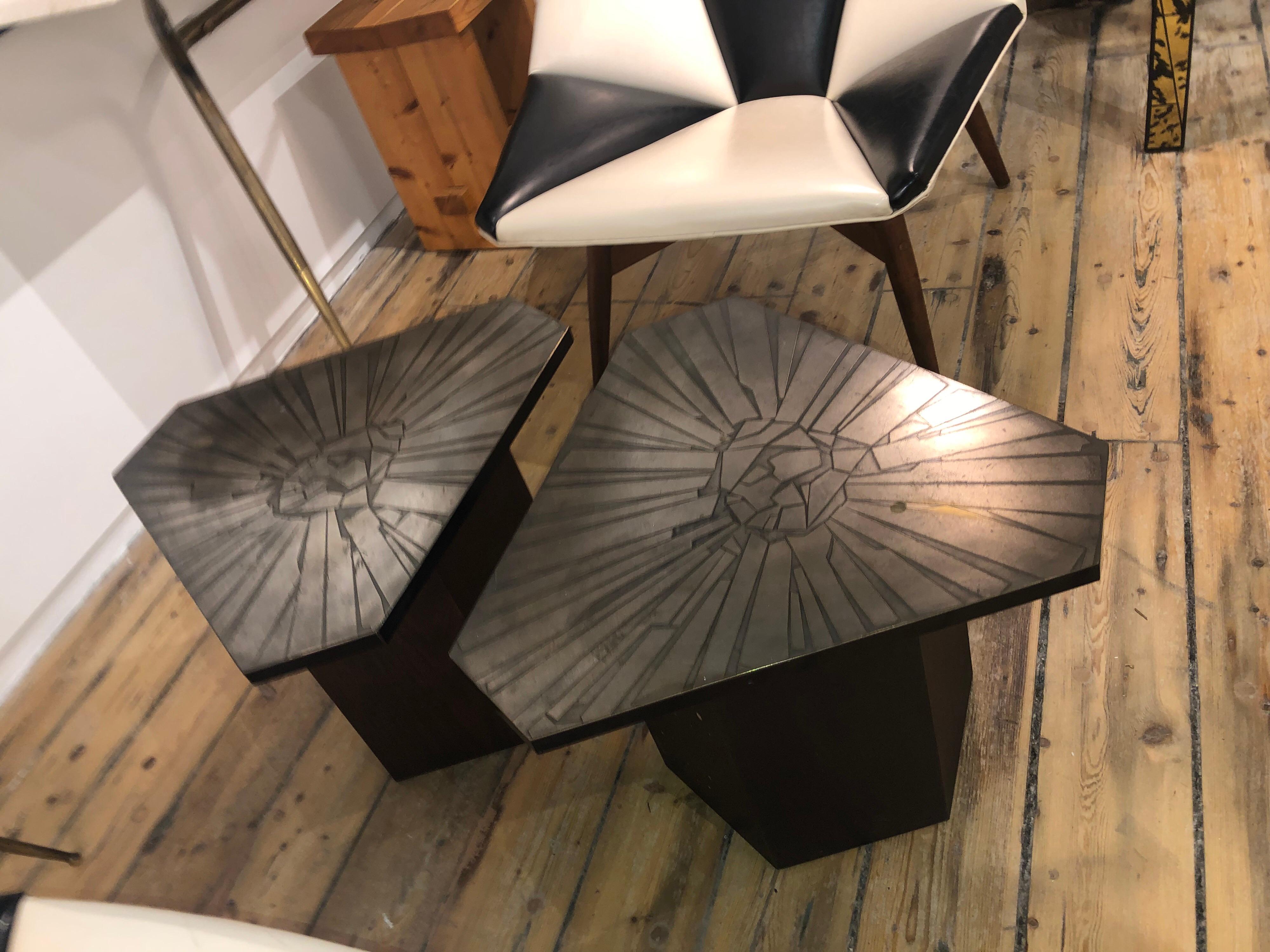 American Pair of Brutalist End Tables For Sale