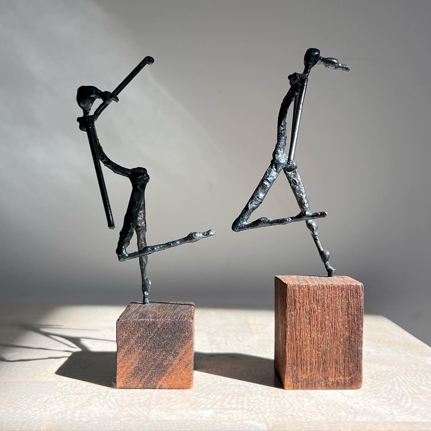 American Pair of Brutalist Figurative Dancing Sculptures by Arturo Bassols, 1968