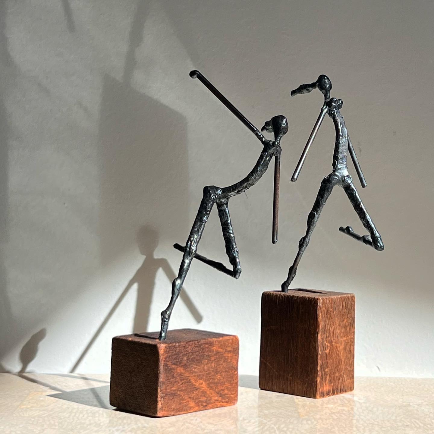 Metal Pair of Brutalist Figurative Dancing Sculptures by Arturo Bassols, 1968