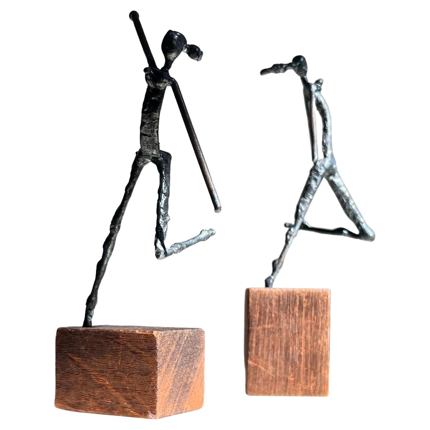 Pair of Brutalist Figurative Dancing Sculptures by Arturo Bassols, 1968