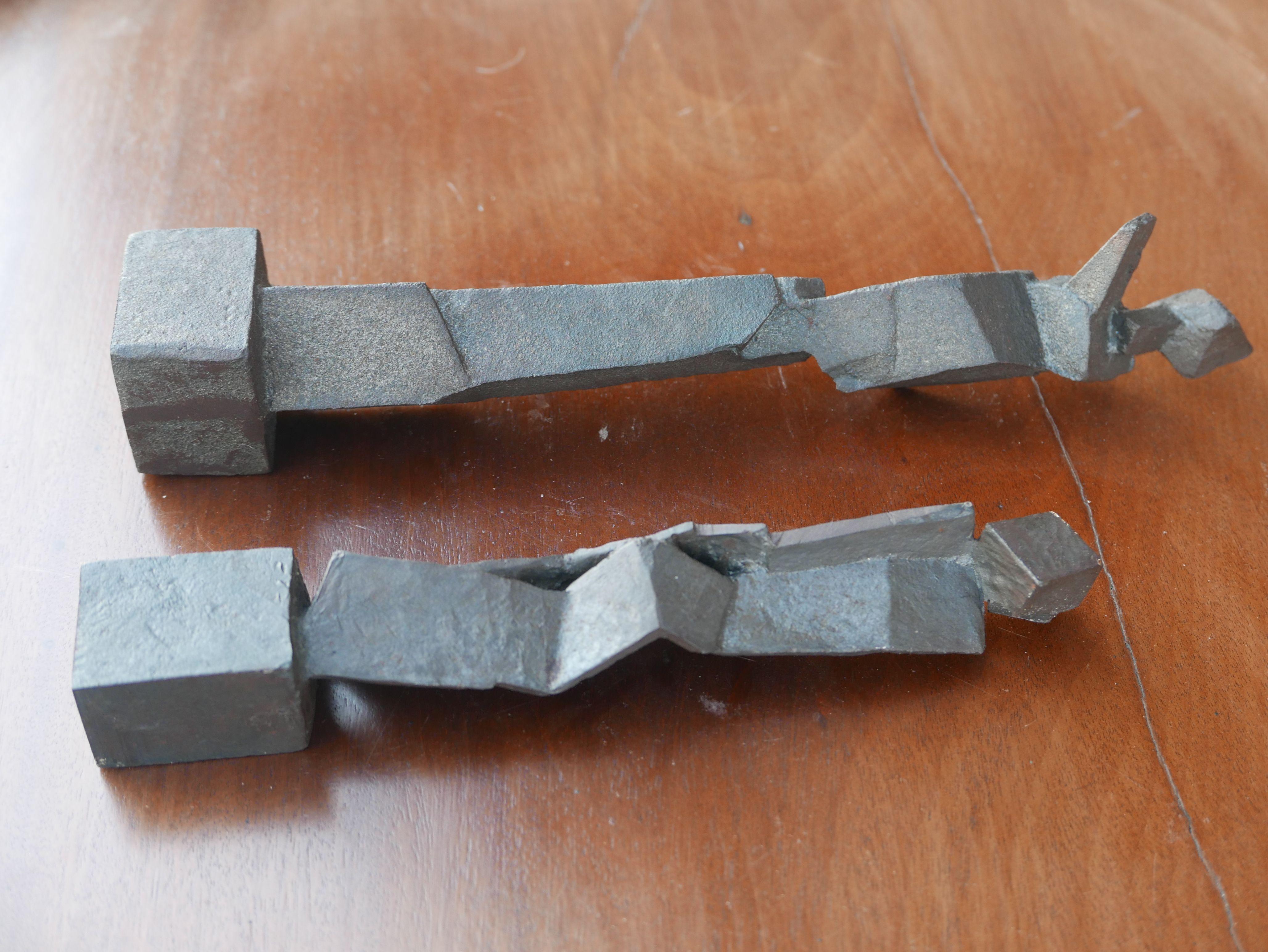 Pair of Brutalist Forged Iron Figural Abstract Sculptures 2