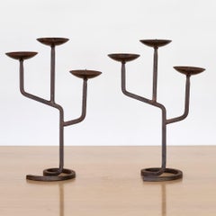 Pair of Brutalist French Candelabras