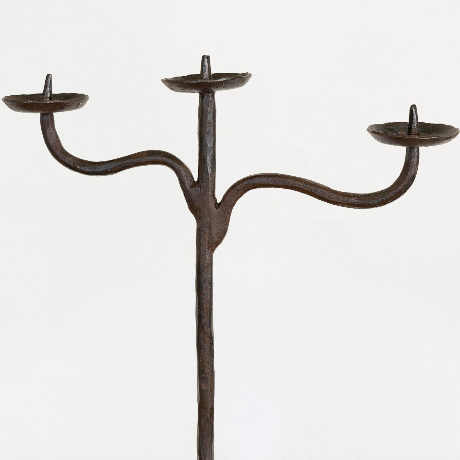 Pair of Brutalist French Candlesticks Attributed to Atelier De Marolles In Good Condition In Los Angeles, CA