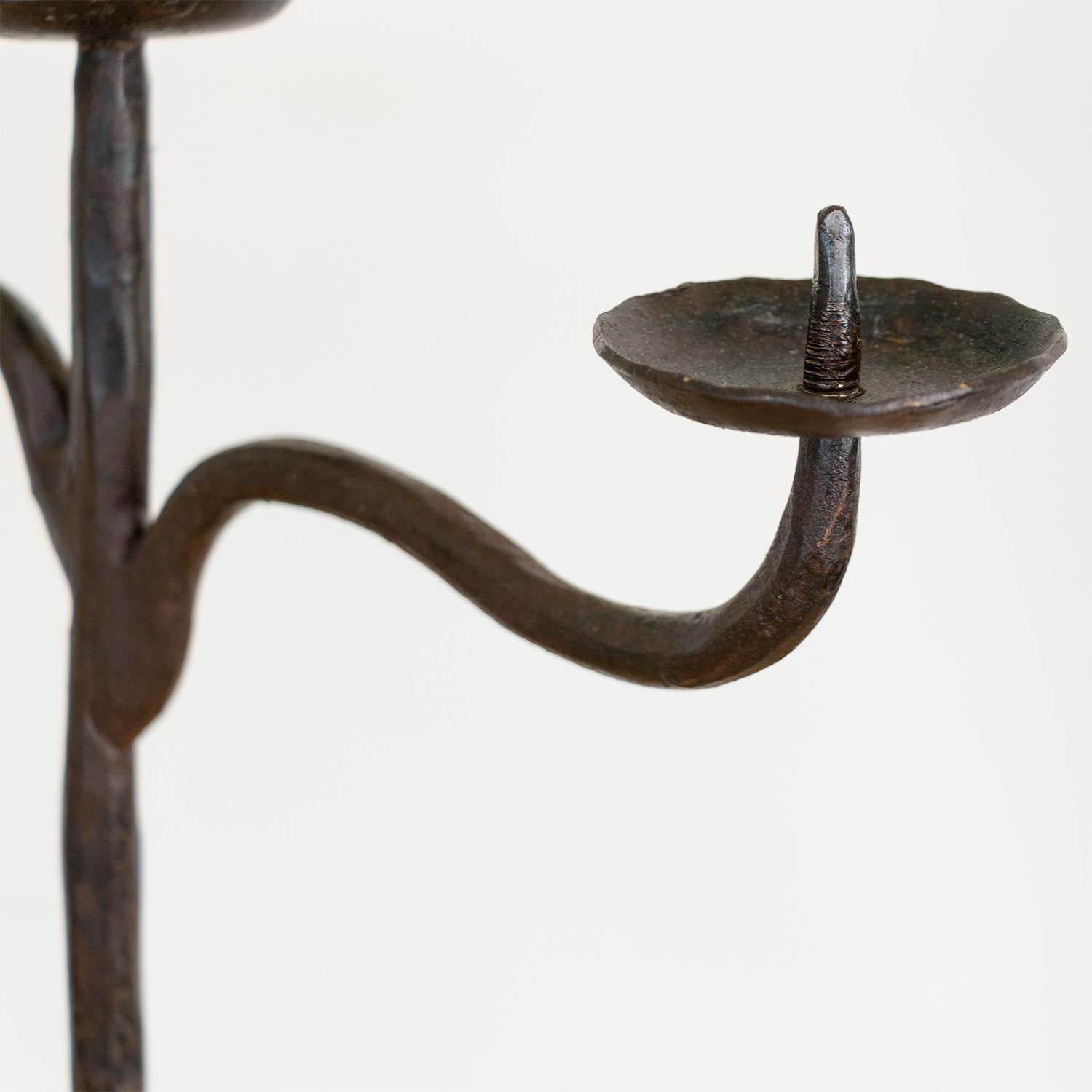 20th Century Pair of Brutalist French Candlesticks Attributed to Atelier De Marolles