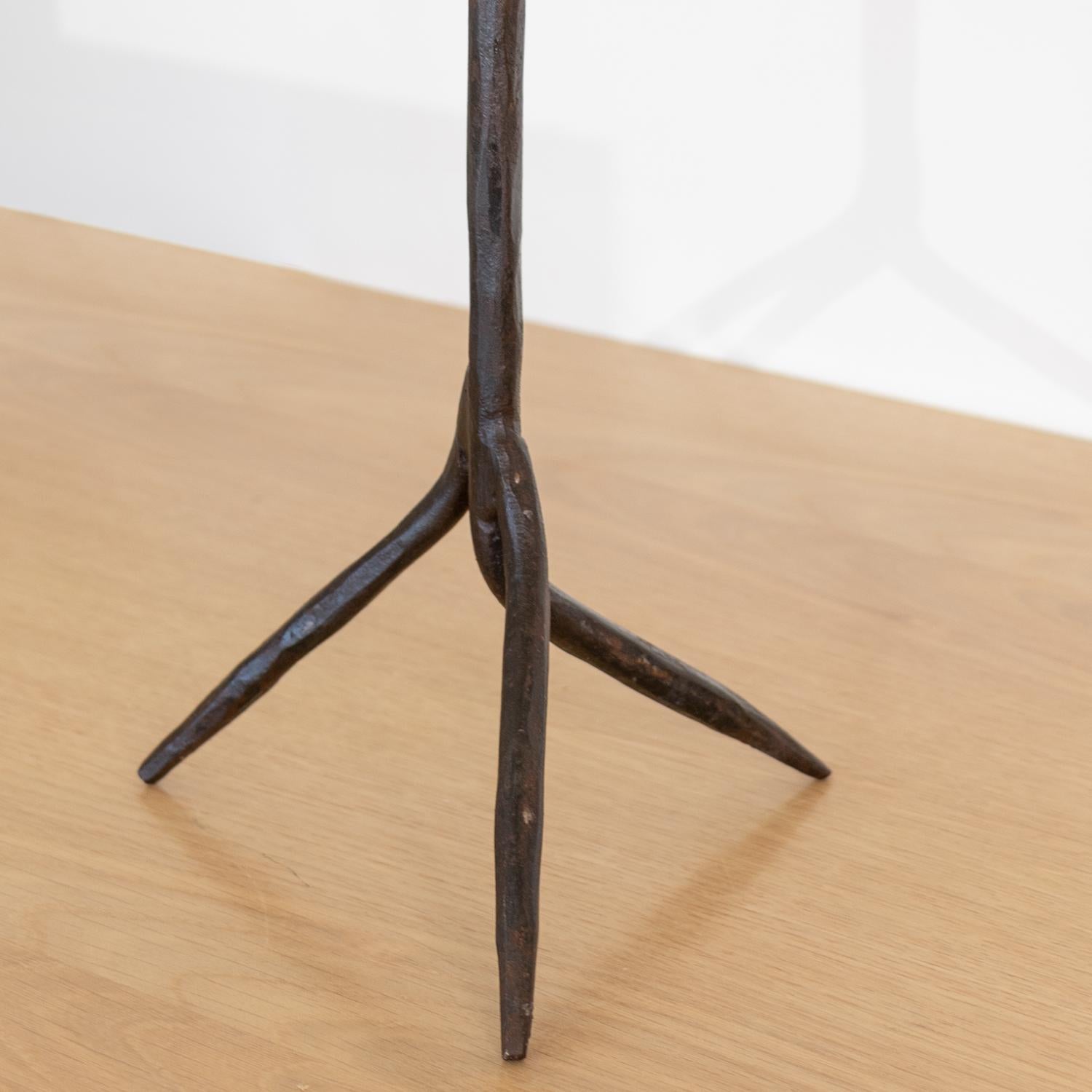 Iron Pair of Brutalist French Candlesticks Attributed to Atelier De Marolles
