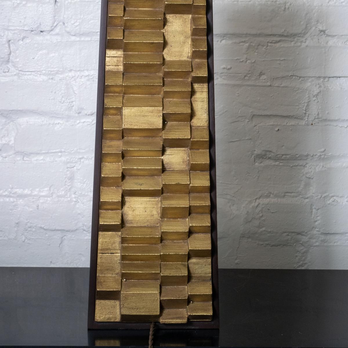 Paire de lampes brutalistes en métal doré de Laurel Lighting Co. en vente 6