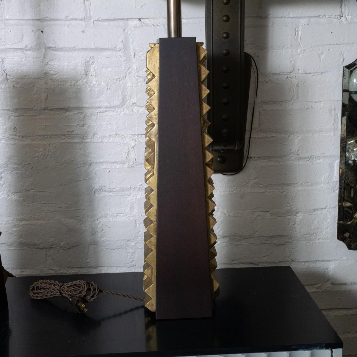 Paire de lampes brutalistes en métal doré de Laurel Lighting Co. en vente 3
