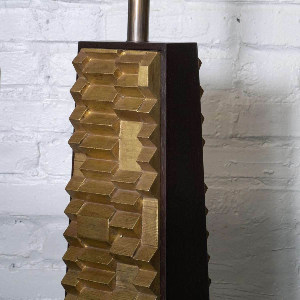 Paire de lampes brutalistes en métal doré de Laurel Lighting Co. en vente 4