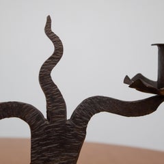 Pair of Brutalist Iron Candle Holders