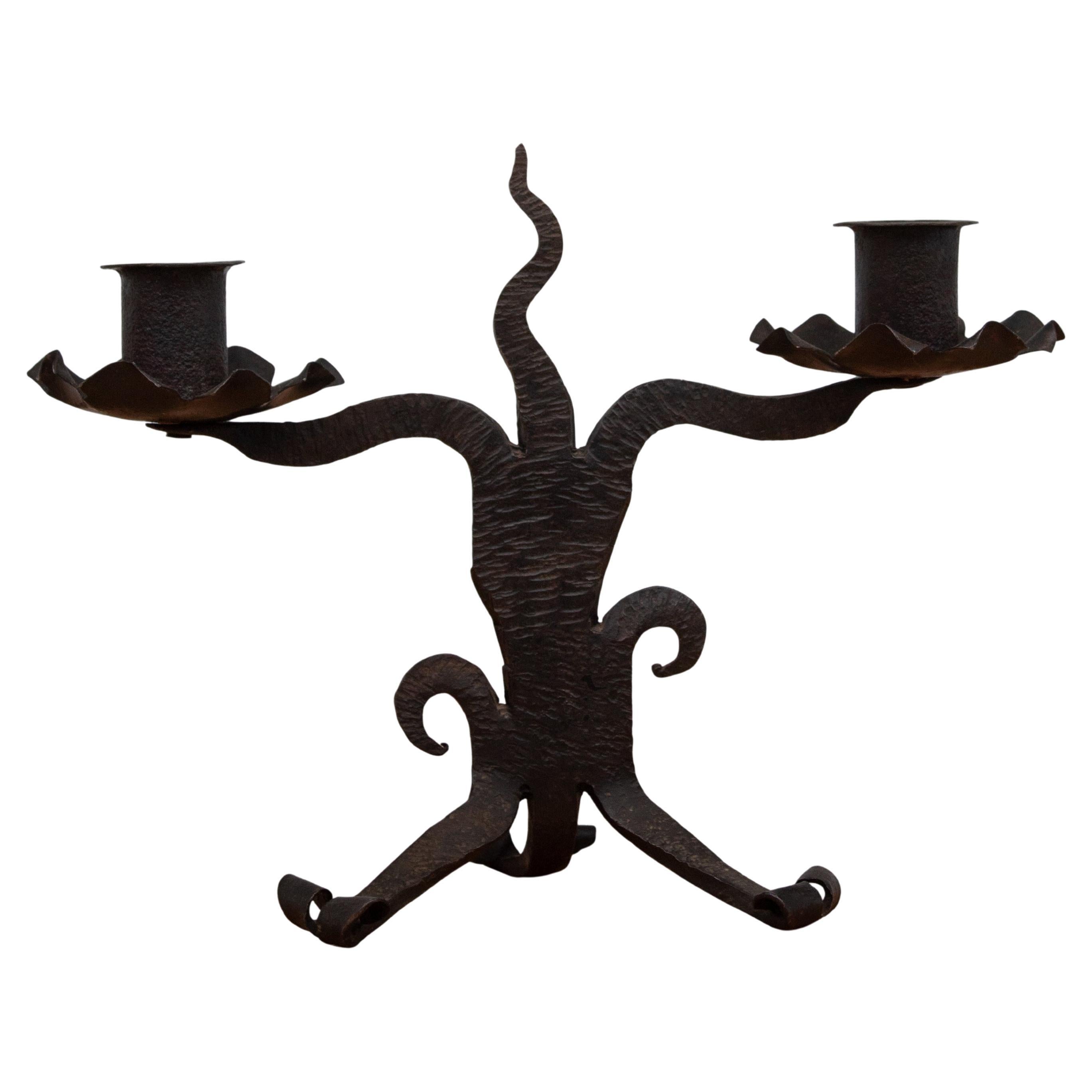 Paar brutalistische Eisen-Kerzenständer