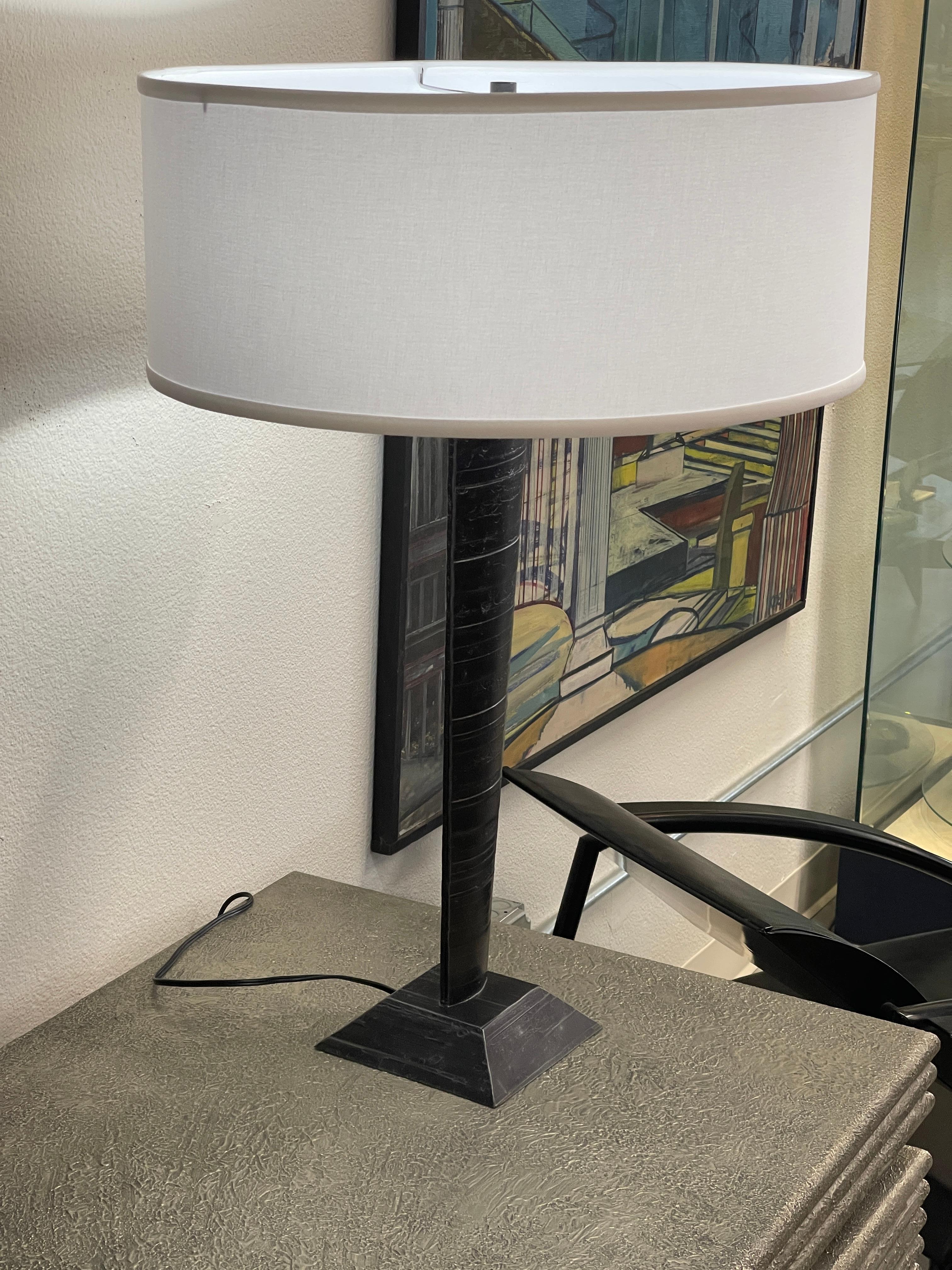 Pair of Brutalist Iron Lamps Morrison Custom Lighting For Sale 5