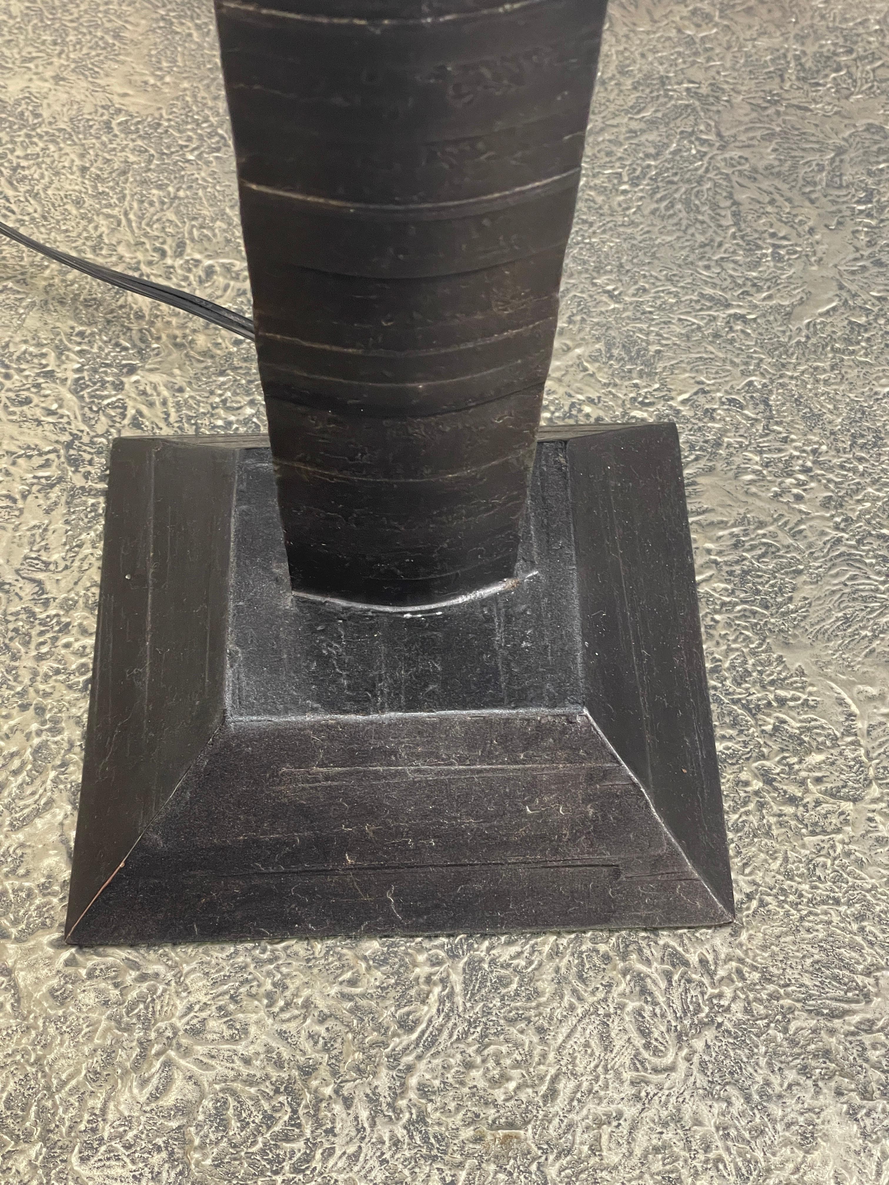 Pair of Brutalist Iron Lamps Morrison Custom Lighting In Good Condition For Sale In Palm Springs, CA