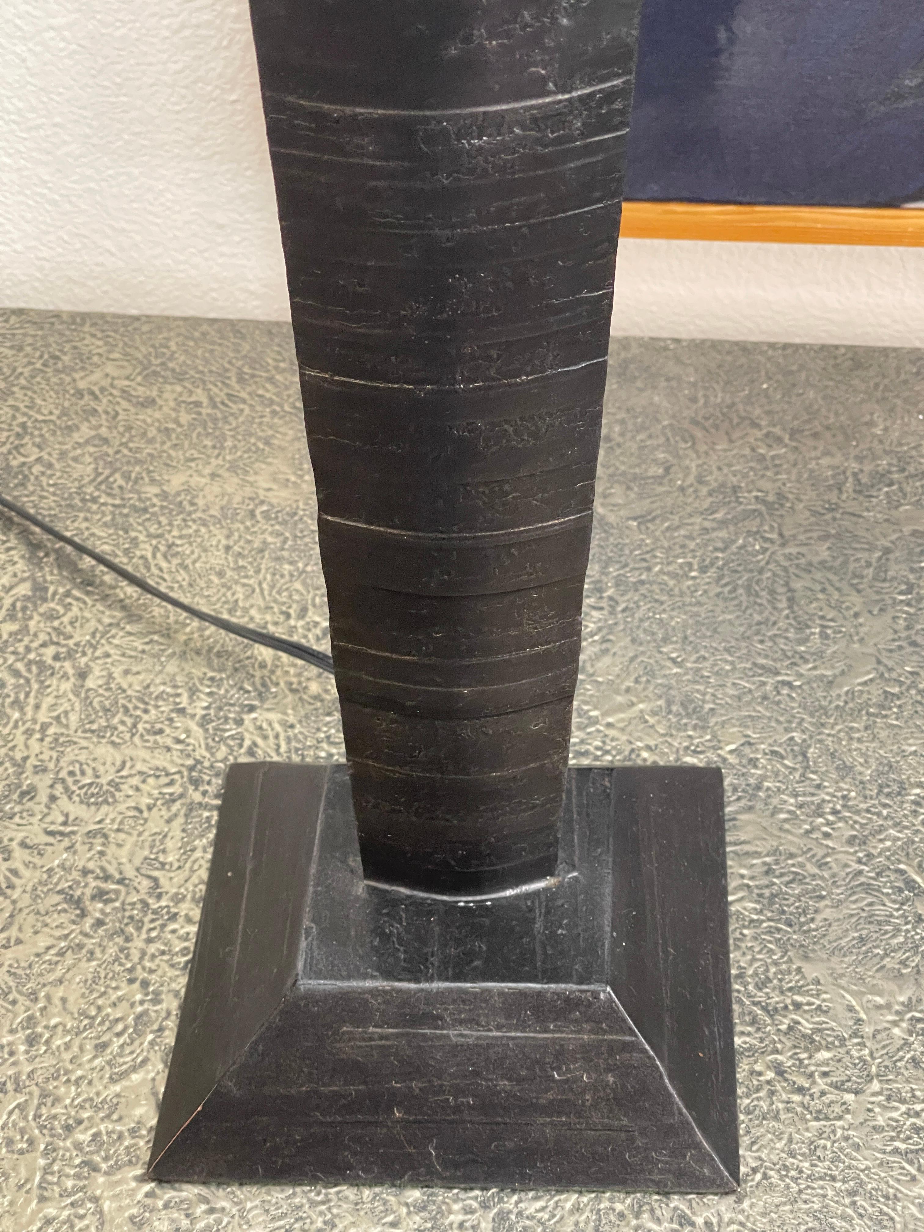 Late 20th Century Pair of Brutalist Iron Lamps Morrison Custom Lighting For Sale
