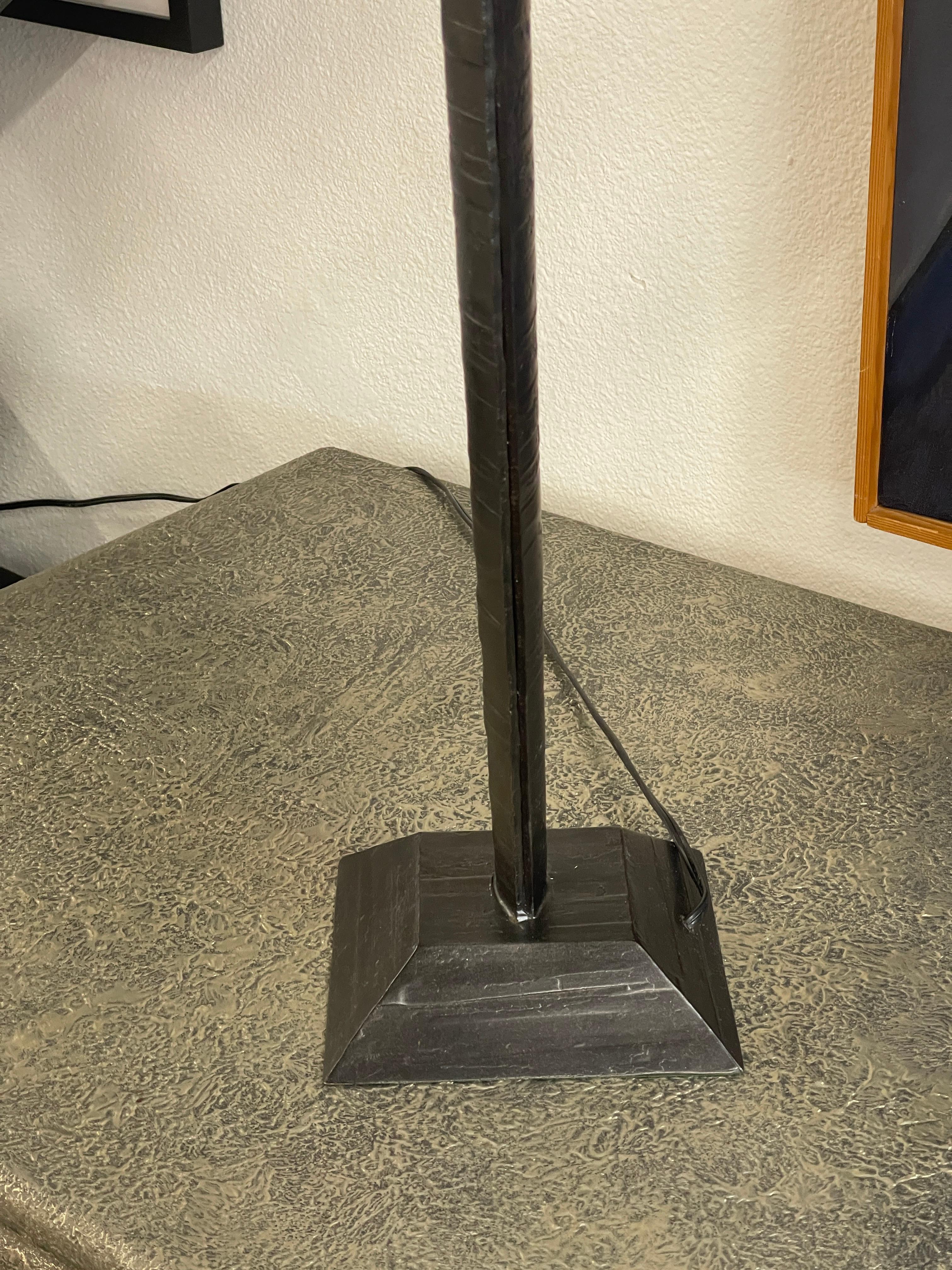 Pair of Brutalist Iron Lamps Morrison Custom Lighting For Sale 2